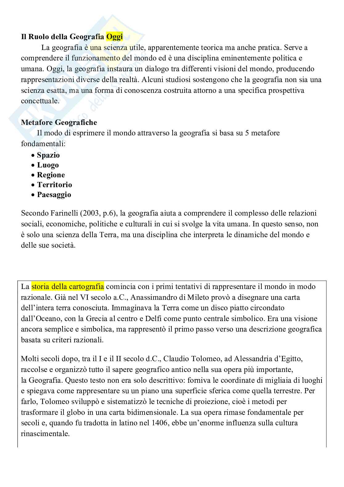 Riassunto esame Geografia politica ed economica, Prof. Magnani Elisa, libro consigliato Appunti di Geografia, Minca Pag. 2