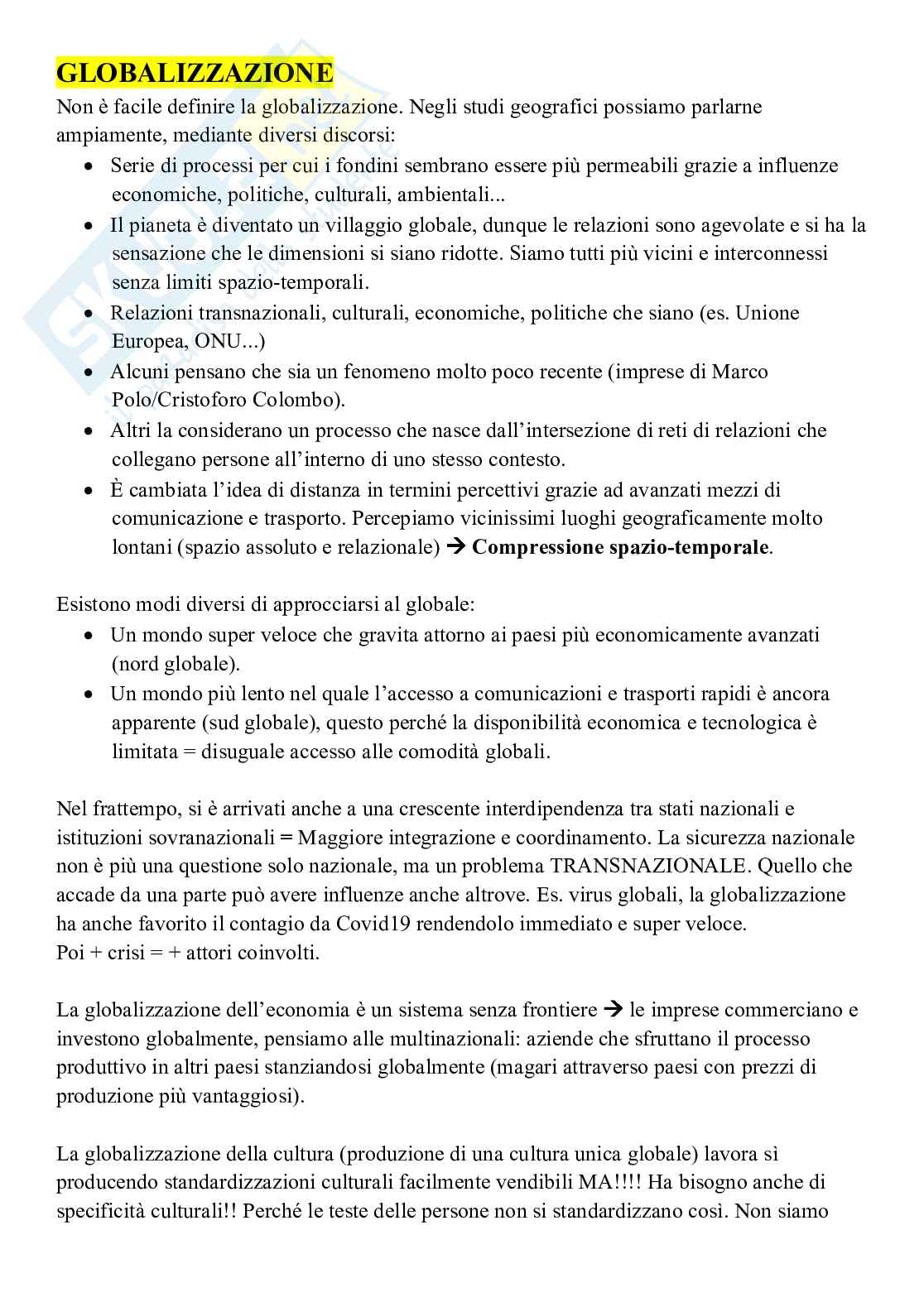Riassunto esame Geografia politica ed economica, Prof. Magnani Elisa, libro consigliato Appunti di Geografia, Minca Pag. 26