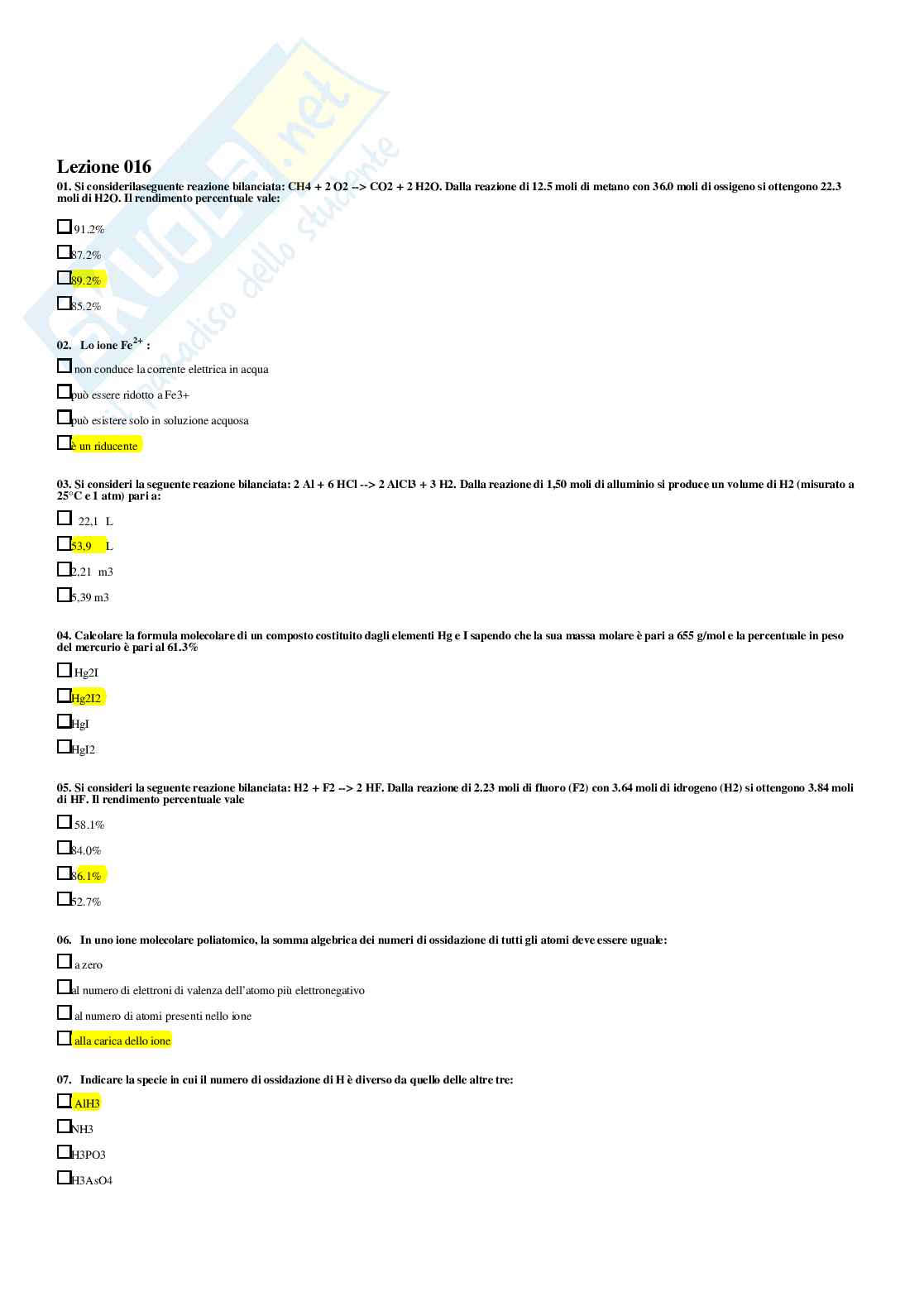 Chimica applicata e tecnologia dei materiali – Paniere risposte chiuse completo – A.A. 2025/2026 Pag. 21