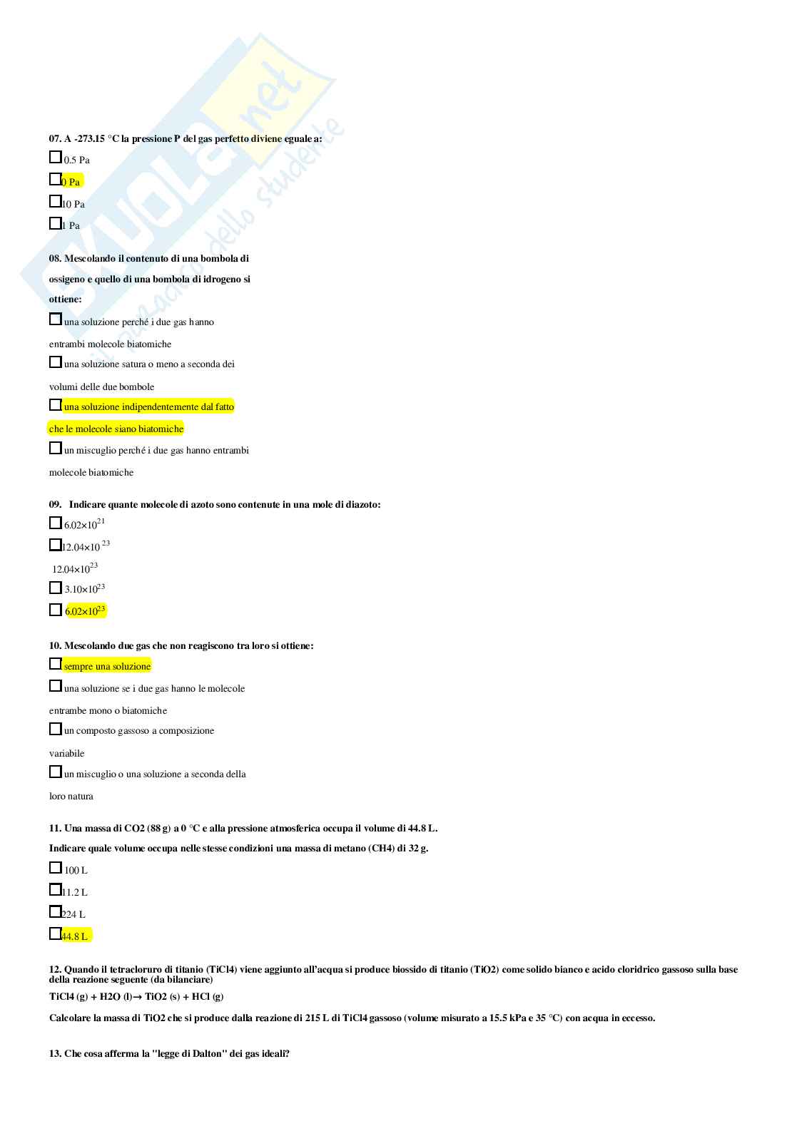Chimica applicata e tecnologia dei materiali – Paniere risposte chiuse completo – A.A. 2025/2026 Pag. 31