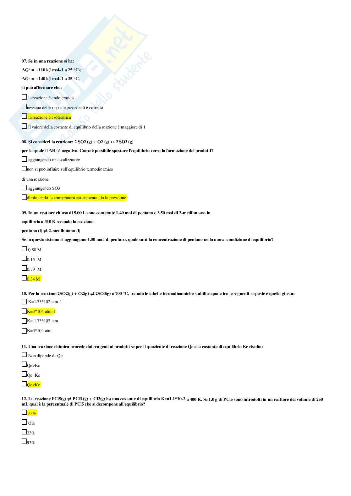Chimica applicata e tecnologia dei materiali – Paniere risposte chiuse completo – A.A. 2025/2026 Pag. 51