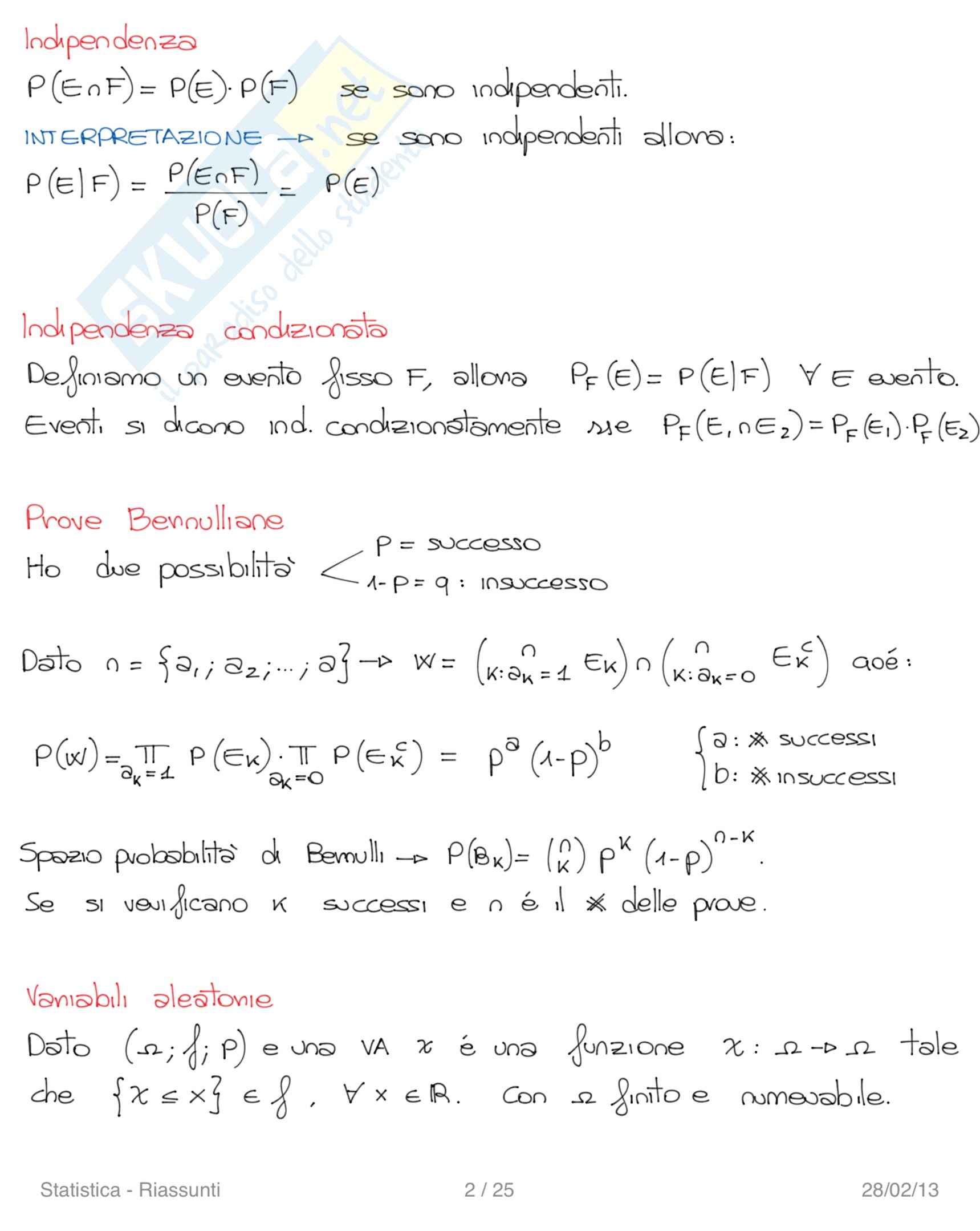 Lezioni, Statistica e Calcolo delle Probabilità Pag. 2