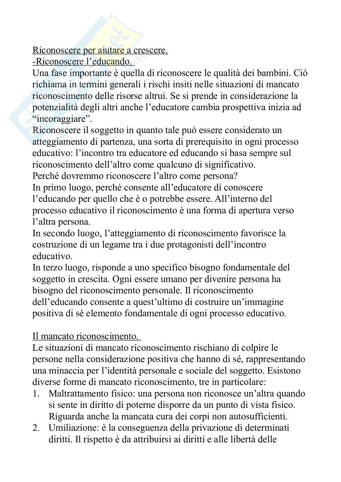 Riassunto esame Pedagogia generale, Prof. Zamengo Federico, libro consigliato Occhio pedagogico, Zamengo  Pag. 11