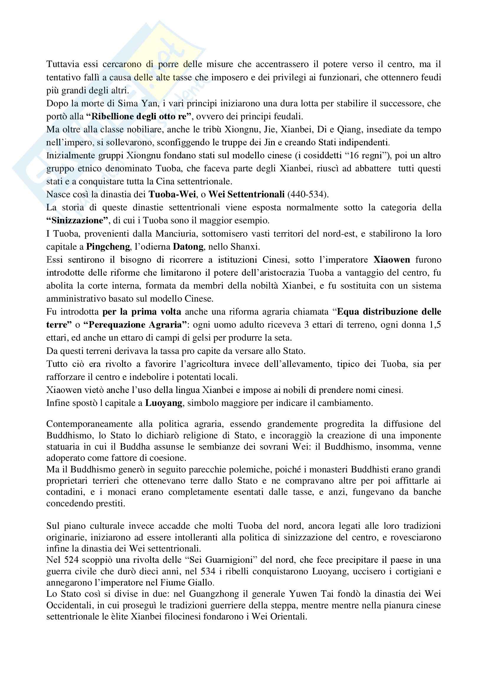 Riassunto esame Storia della Cina, prof. Guida, libro consigliato Cina, una storia millenaria, Vogelsang Pag. 16