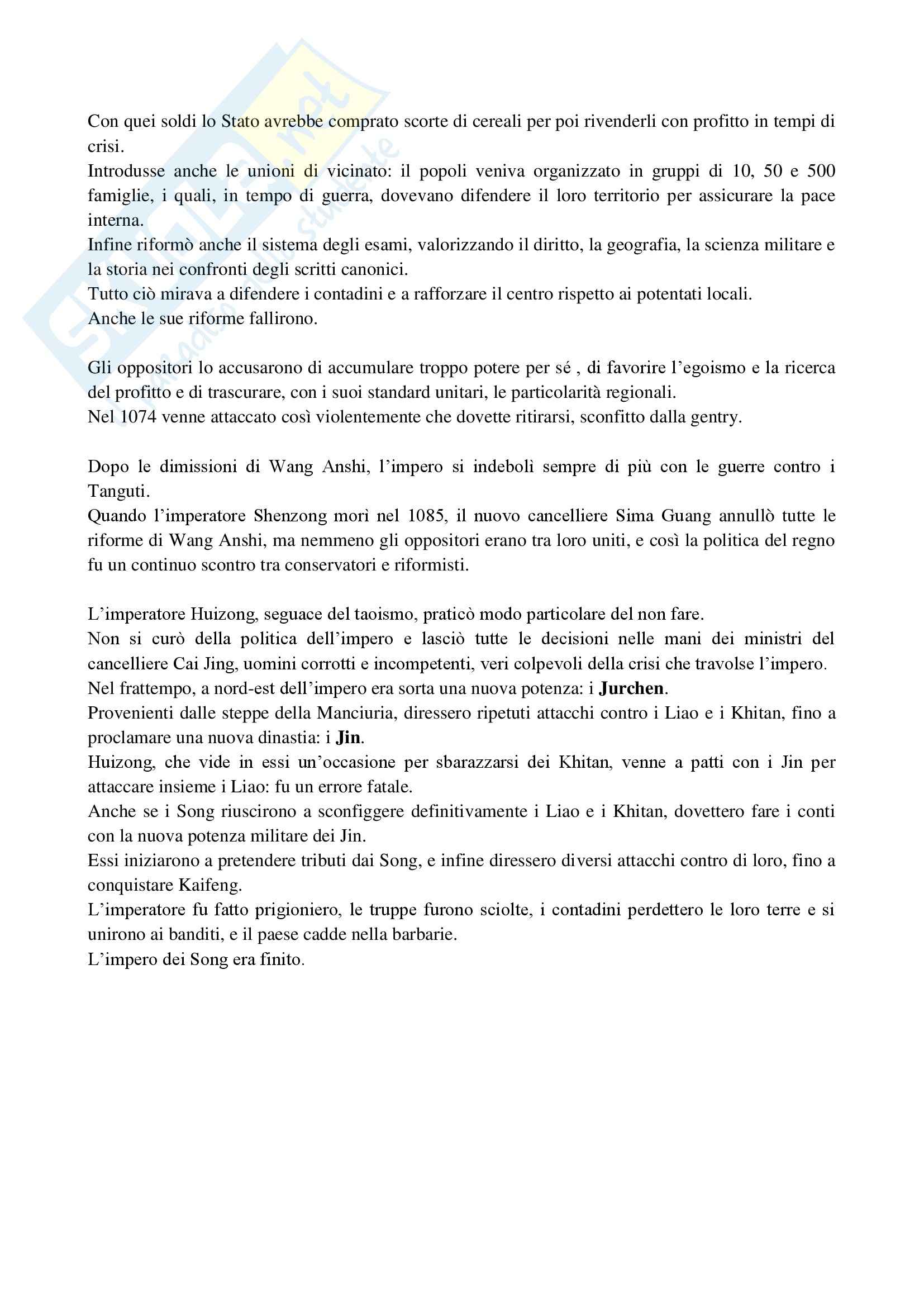 Riassunto esame Storia della Cina, prof. Guida, libro consigliato Cina, una storia millenaria, Vogelsang Pag. 46