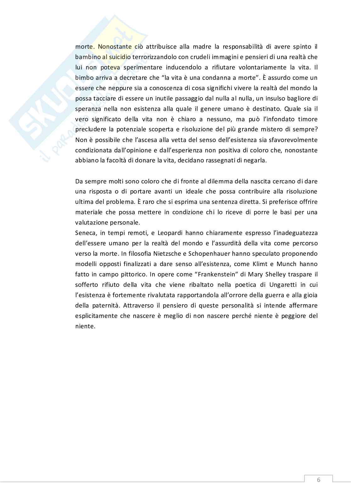 Lettera a un bambino mai nato - nascere  meglio di non nascere? Pag. 6