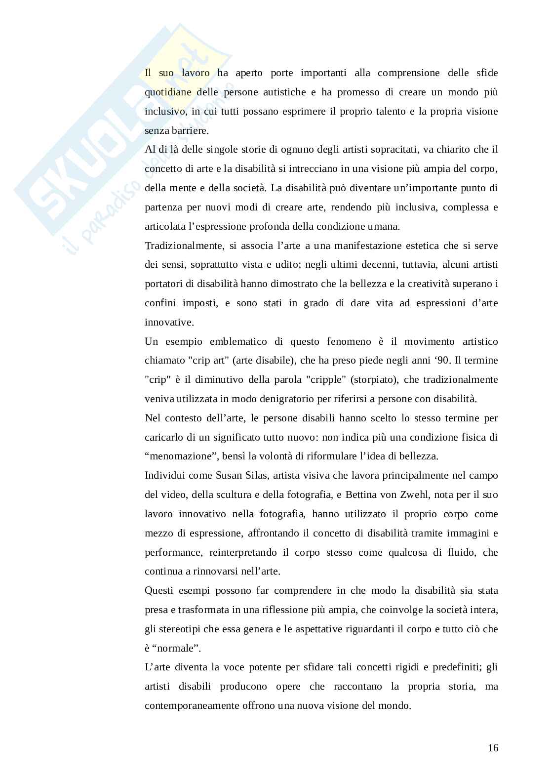 L’inclusione della disabilità nelle imprese di tipo artistico Pag. 16