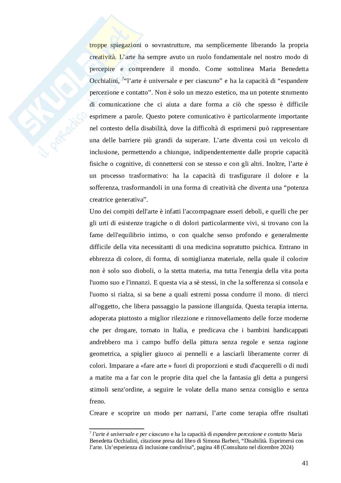 L’inclusione della disabilità nelle imprese di tipo artistico Pag. 41