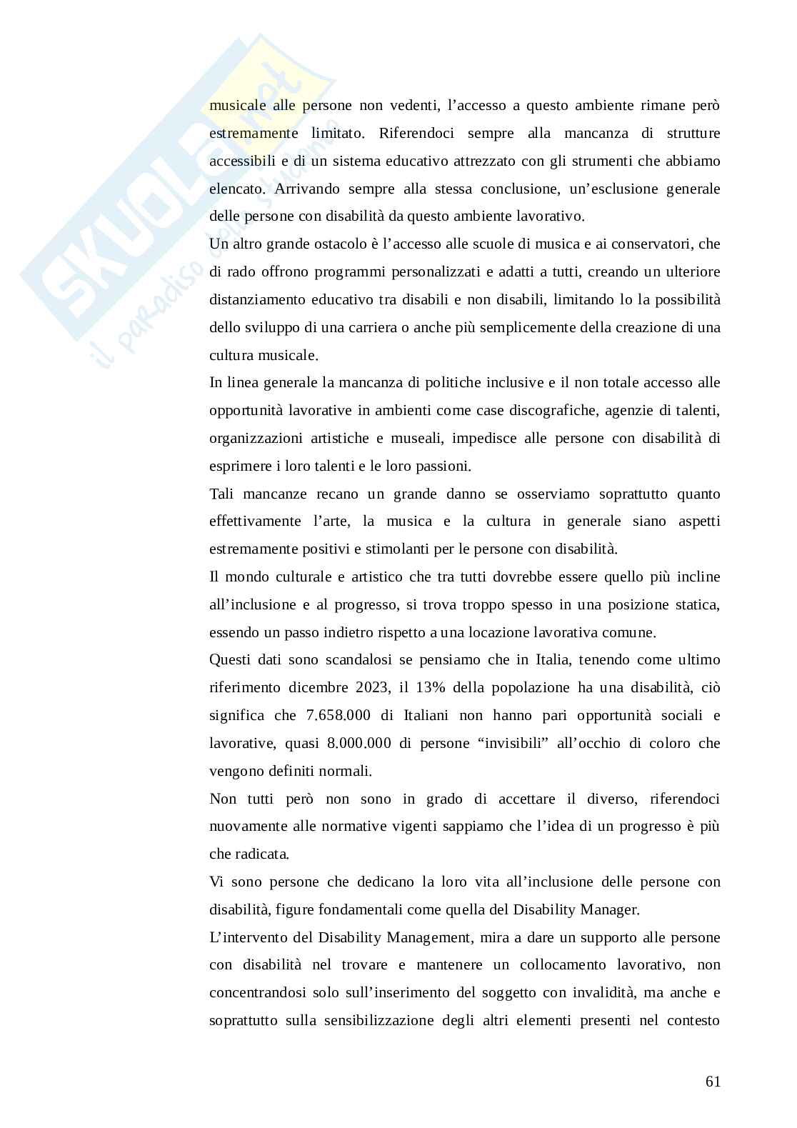 L’inclusione della disabilità nelle imprese di tipo artistico Pag. 61