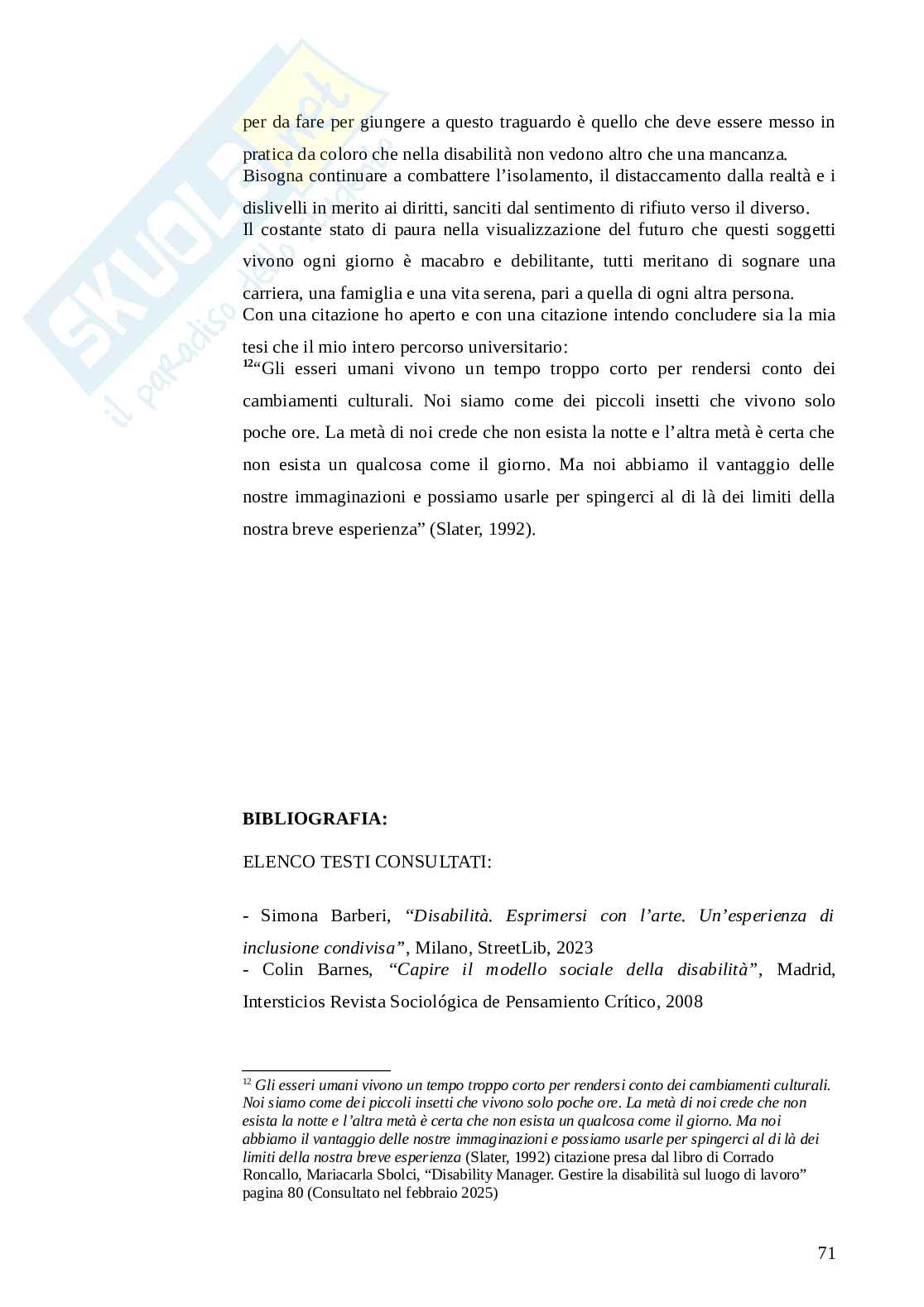 L’inclusione della disabilità nelle imprese di tipo artistico Pag. 71
