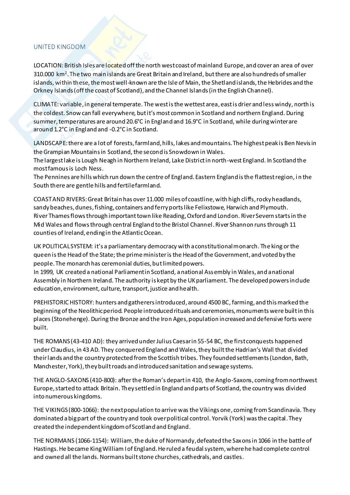 United Kingdom, inglese turstico c1 Pag. 1