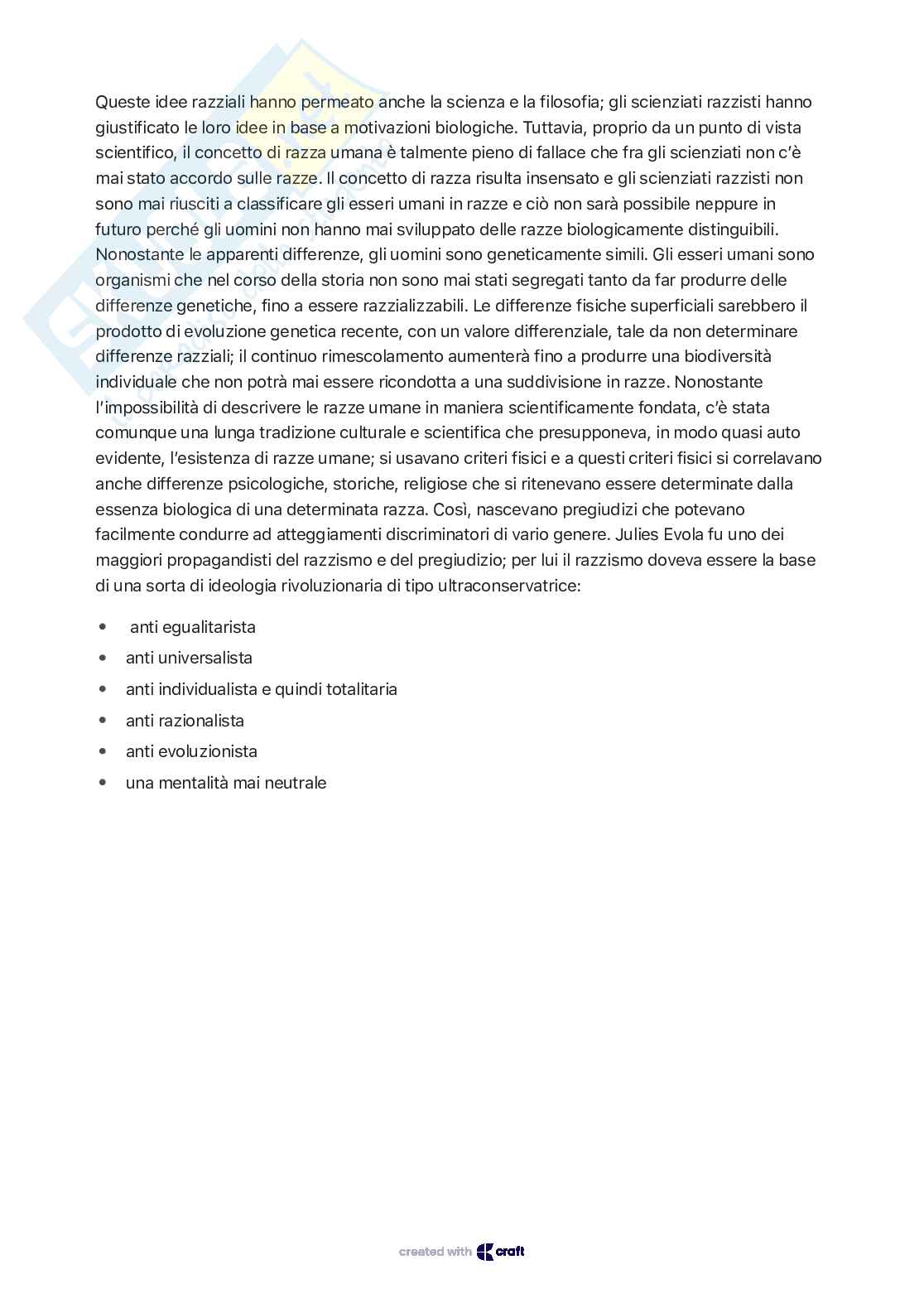 Riassunto esame Storia delle scienze psicologiche, Prof. Foschi Renato, libro consigliato Storia dei razzismi , Foschi  Pag. 2