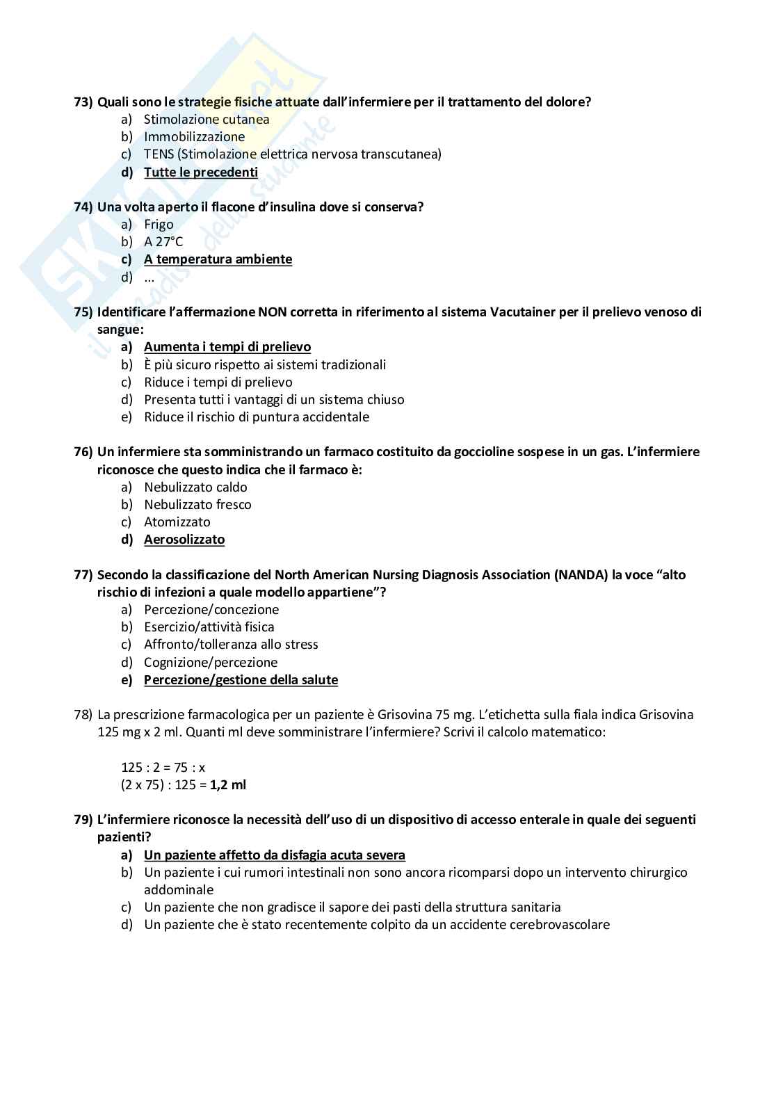 Esercitazione esame scritto di Tirocinio infermieristica Pag. 11
