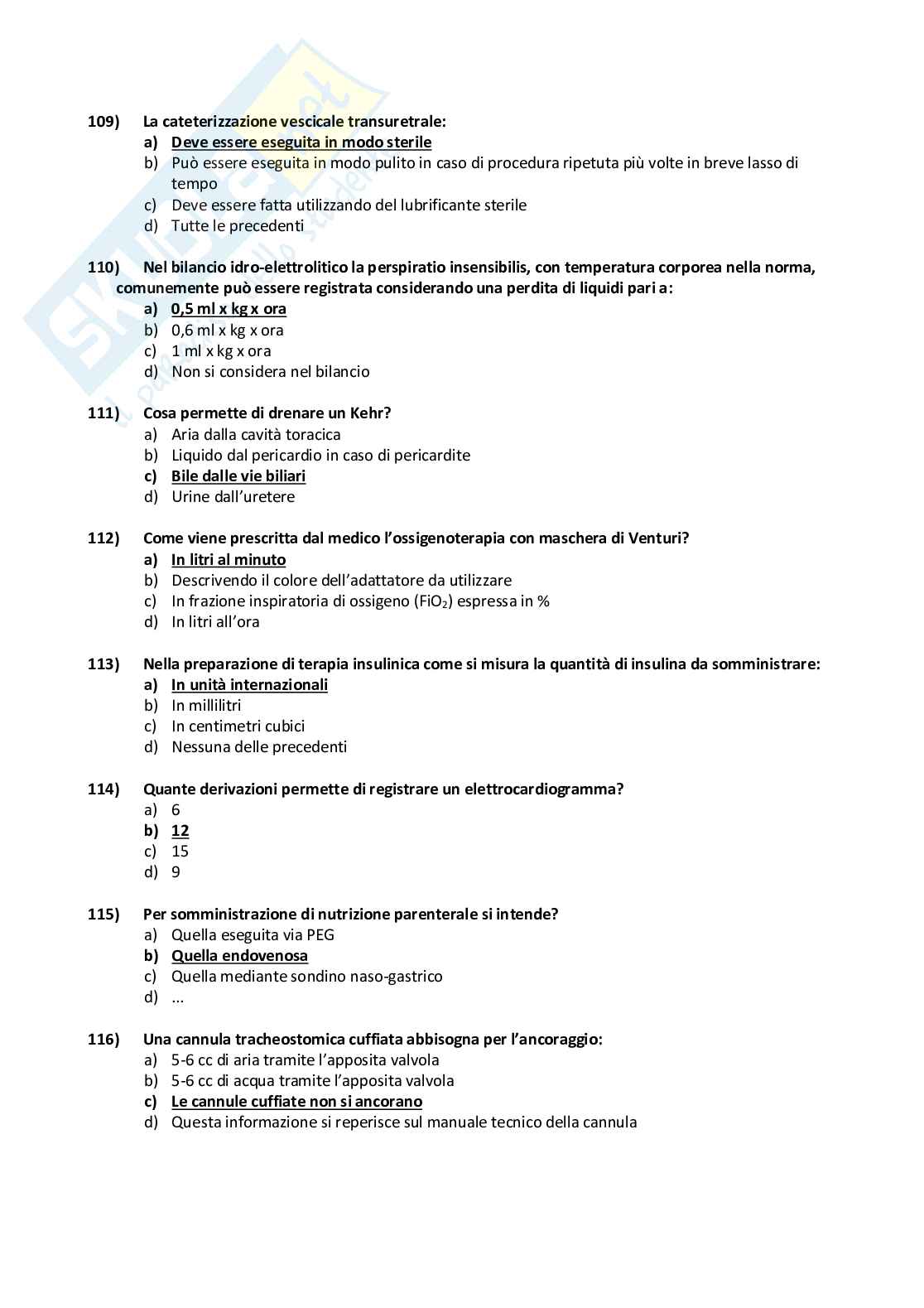 Esercitazione esame scritto di Tirocinio infermieristica Pag. 16