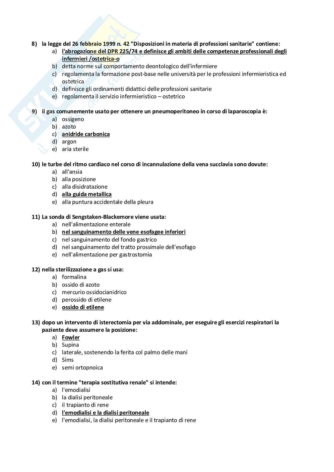 Esercitazione esame scritto di Tirocinio infermieristica Pag. 2