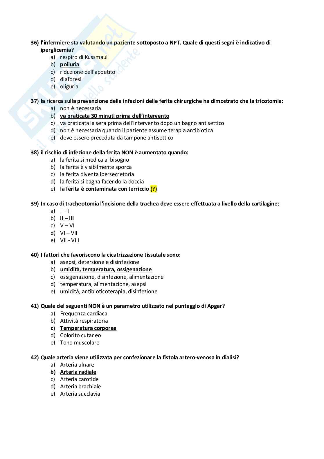 Esercitazione esame scritto di Tirocinio infermieristica Pag. 6