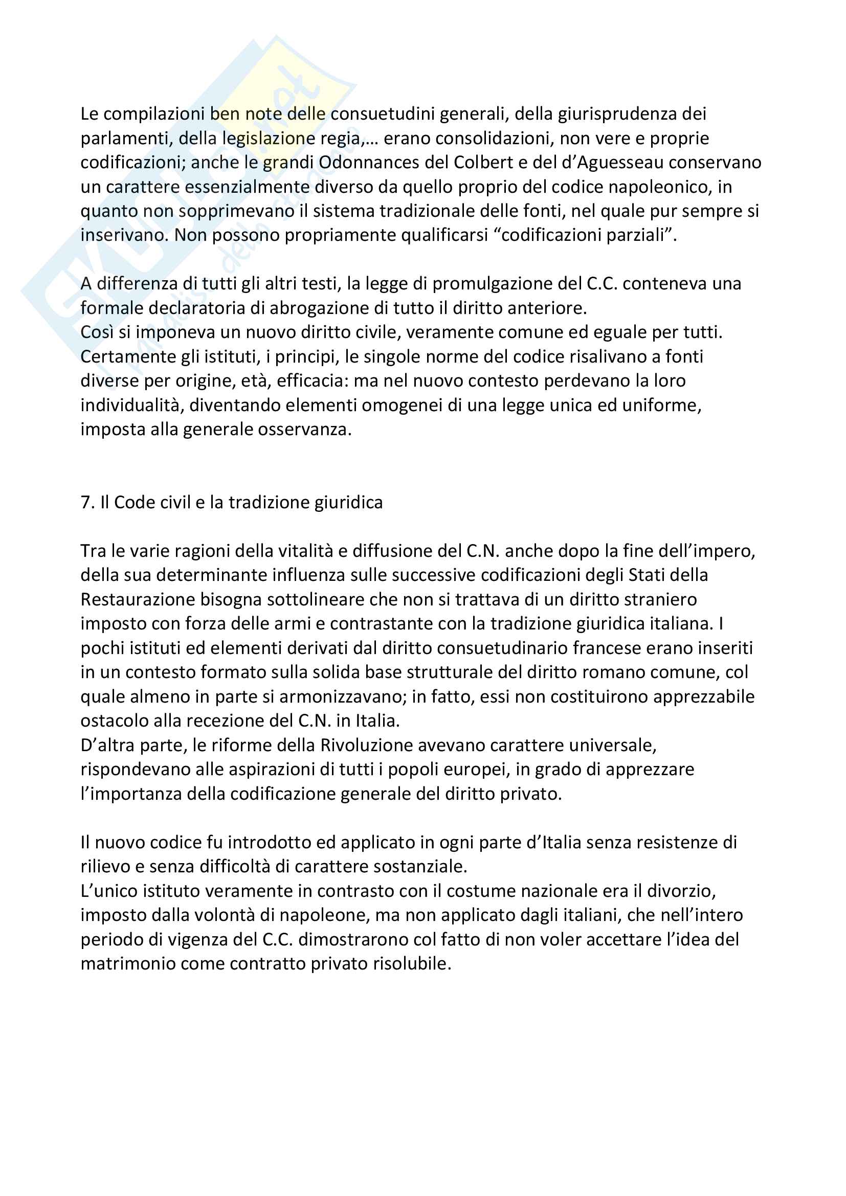 Riassunto esame Storia del diritto italiano II, prof. Moscati, libro consigliato Il code Napoleon, Astuti Pag. 6