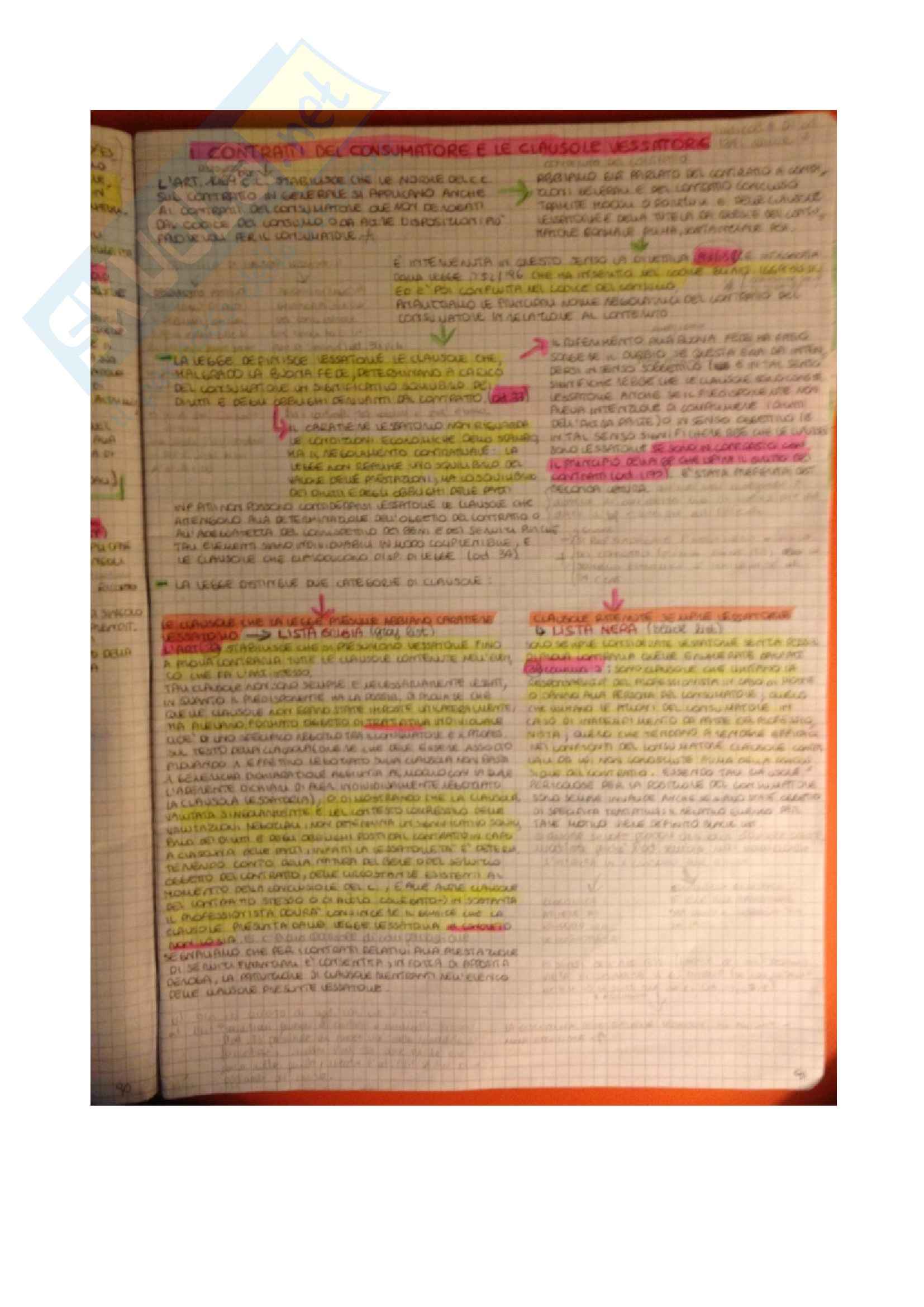 Diritto privato - i contratti del consumatore e le clausole vessatorie Pag. 1