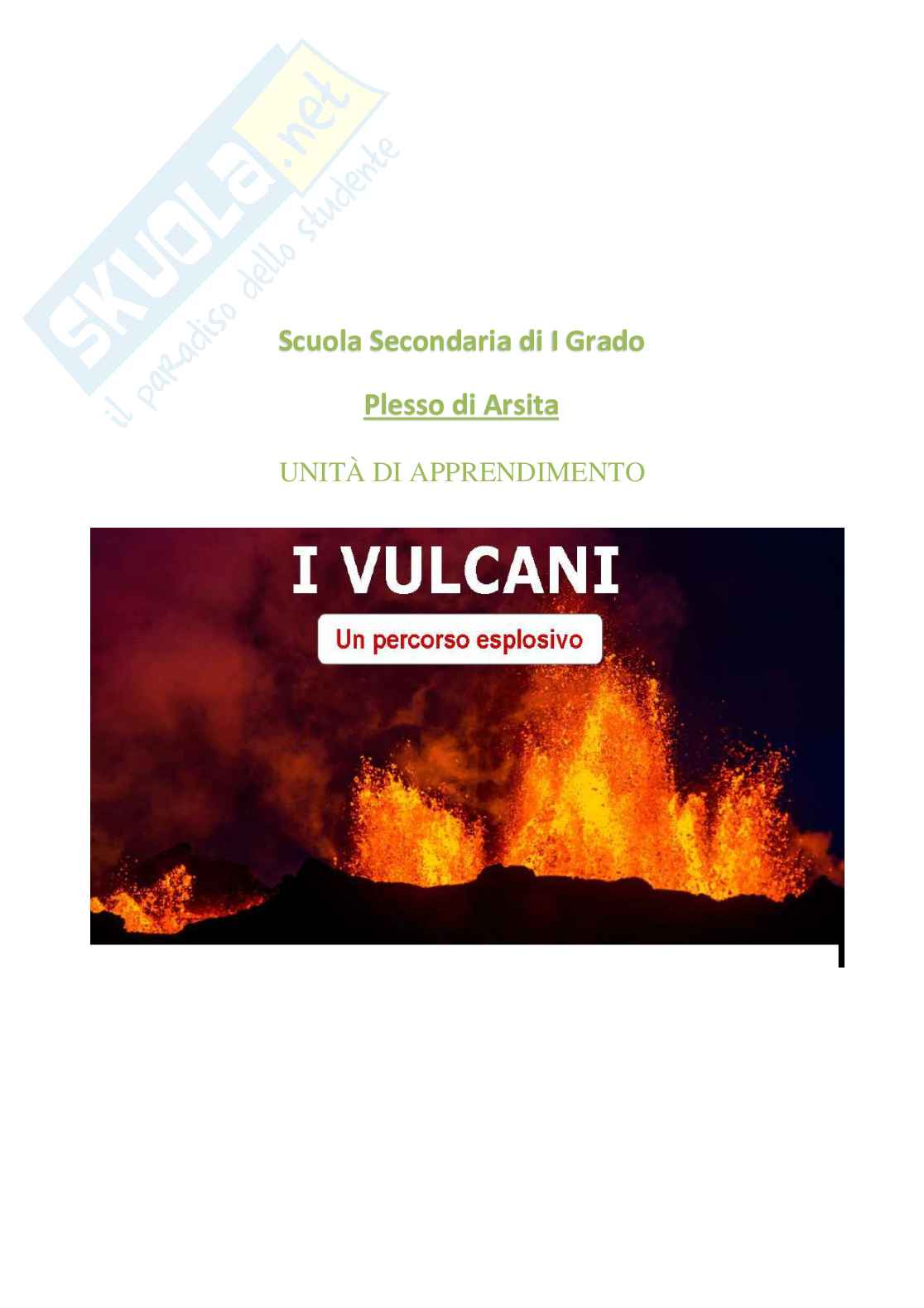 Esempio  UDA lezione simulata concorso scuola a 28 matematica e scienze, titolo I vulcani Pag. 1