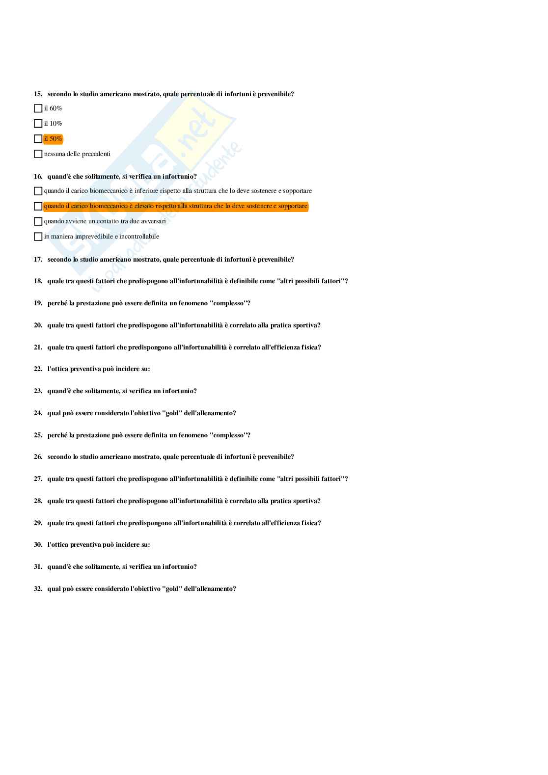 Paniere Attività motorie preventive e adattate - (2026) - Risposte multiple corrette Pag. 26