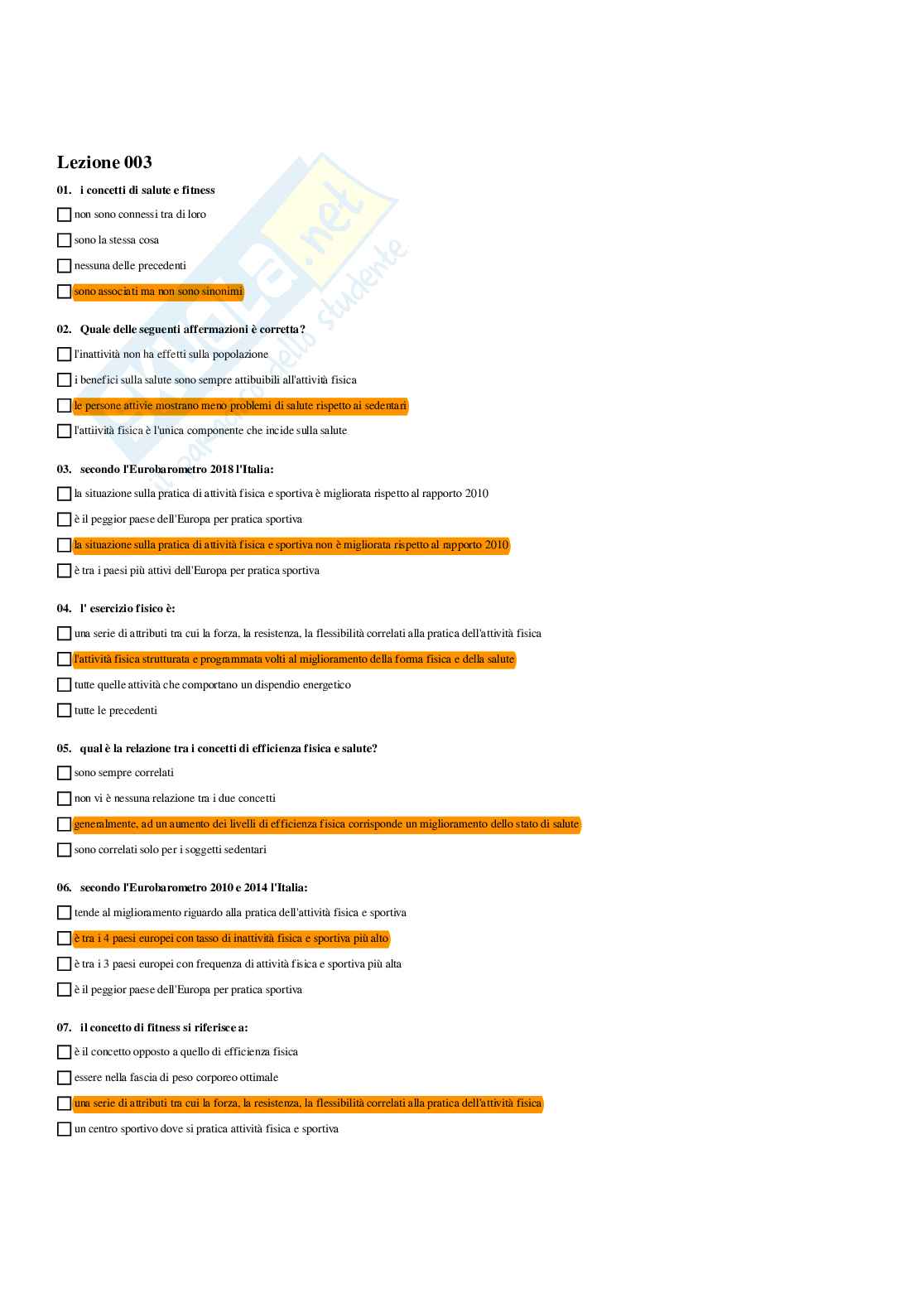 Paniere Attività motorie preventive e adattate - (2026) - Risposte multiple corrette Pag. 6
