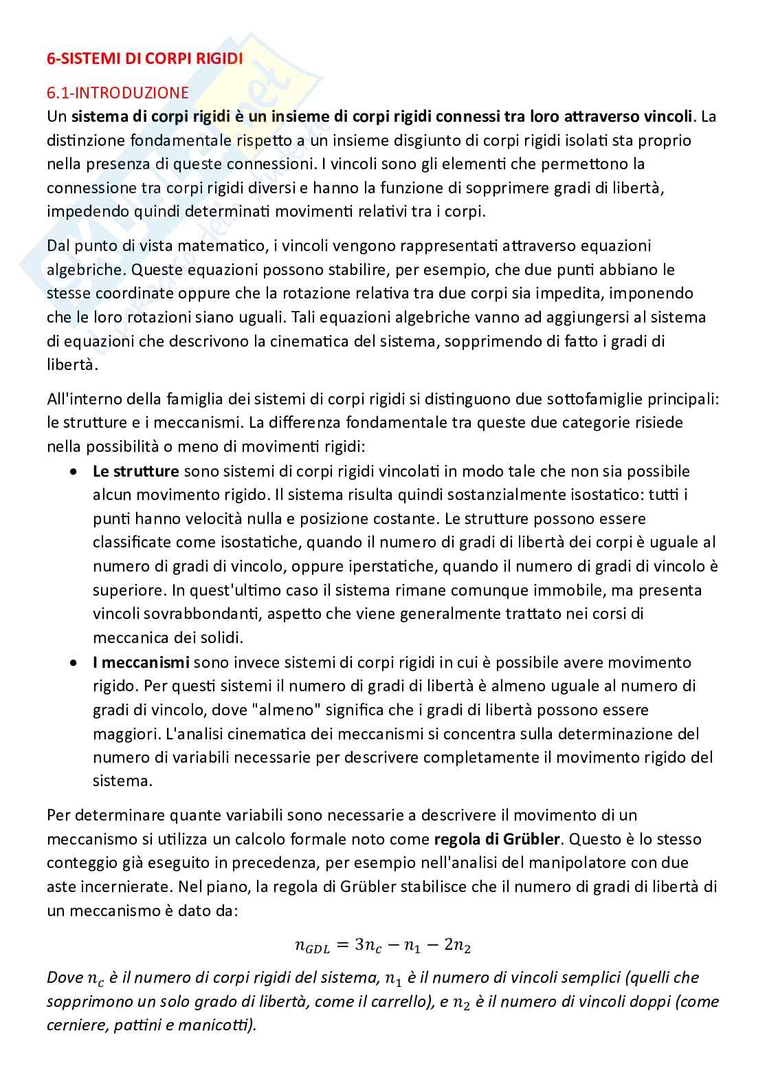 Fondamenti di meccanica teorica ed applicata (parte 5) - Sistemi di corpi rigidi e manovellismo ordinario centrato Pag. 1
