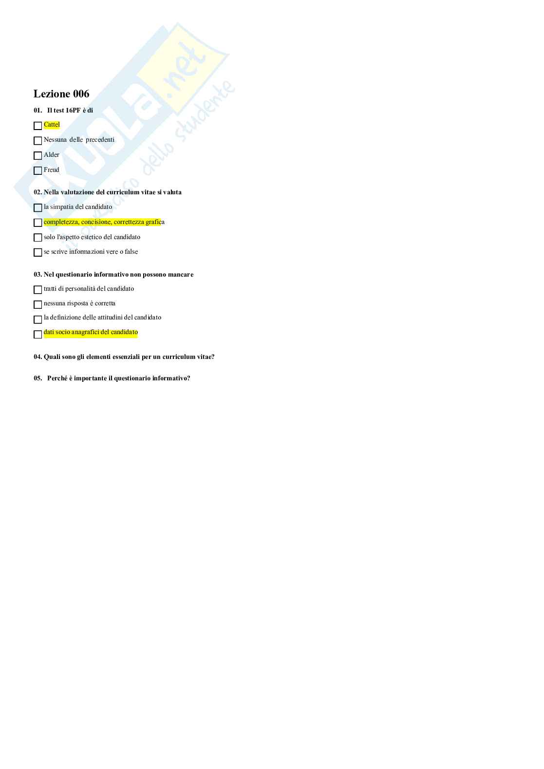 Seminario – Gestione del colloquio individuale e di gruppo – Paniere risposte chiuse completo (99 quiz) - A.A. 2026/2027 Pag. 11