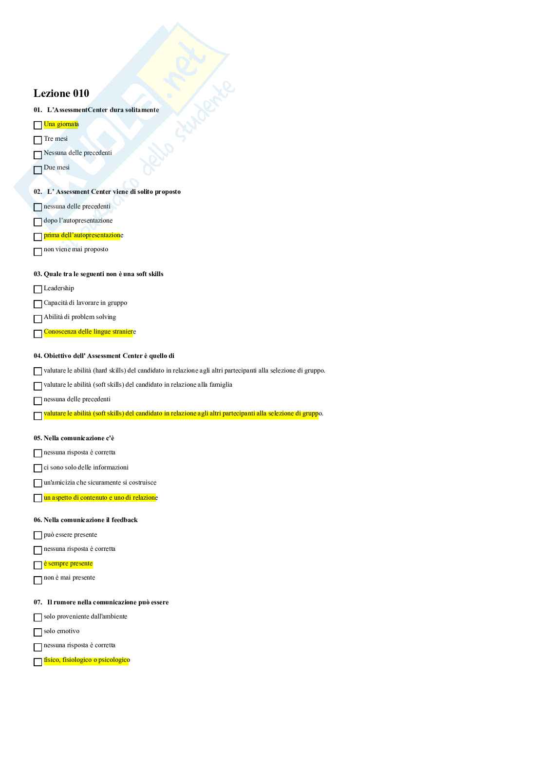 Seminario – Gestione del colloquio individuale e di gruppo – Paniere risposte chiuse completo (99 quiz) - A.A. 2026/2027 Pag. 16