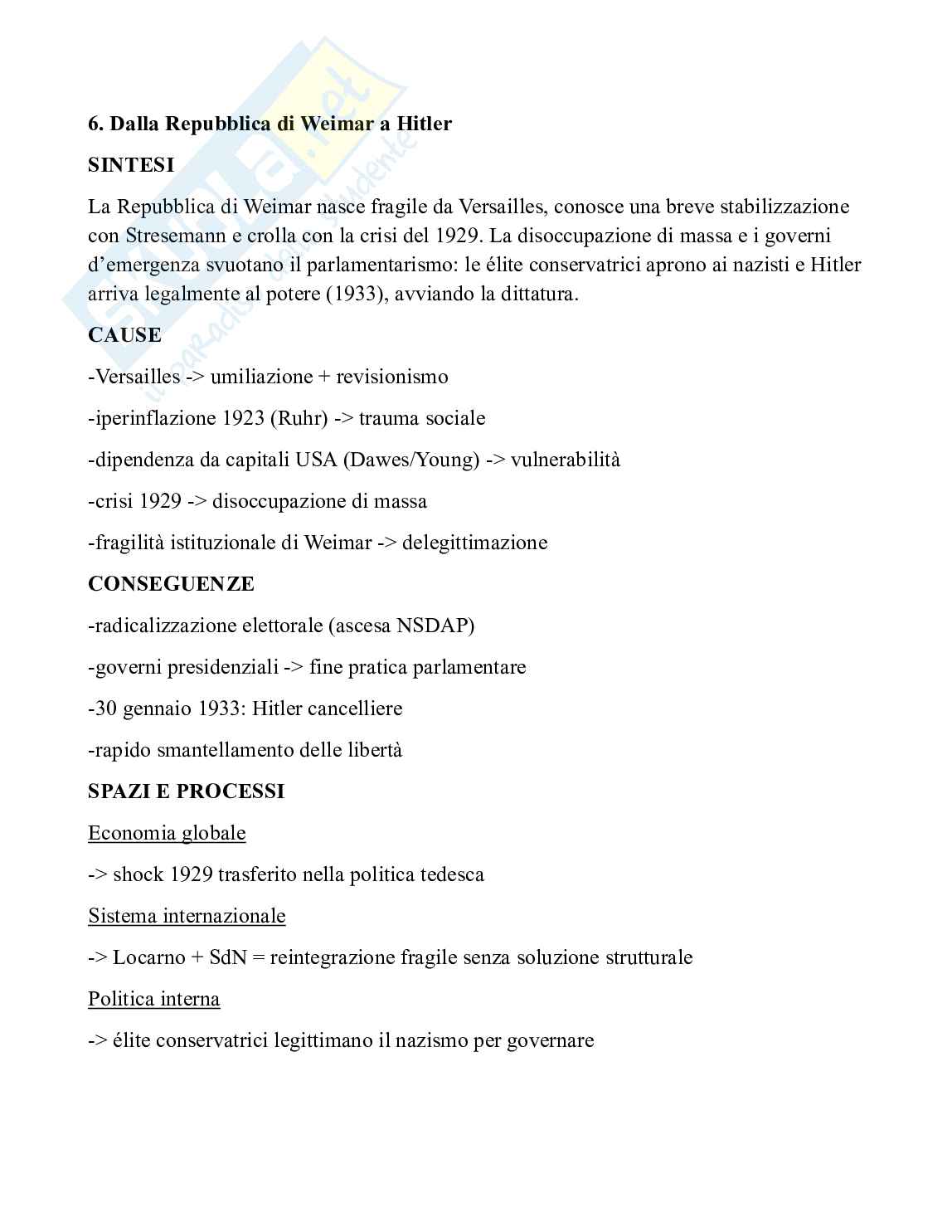 Storia contemporanea - Guerre mondiali (Schemi + domande e risposte per esame) Pag. 21