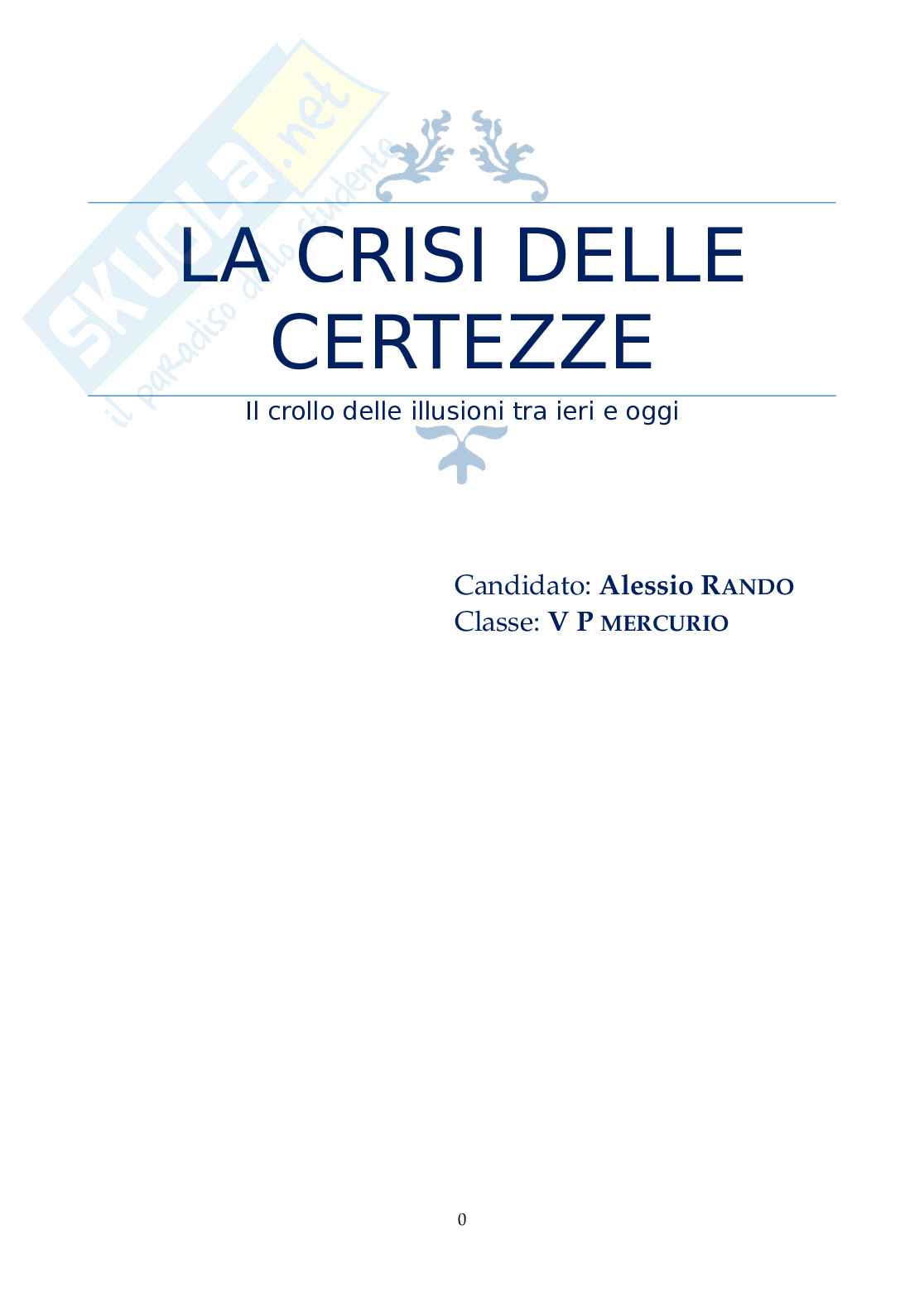 Crollo delle Certezze, tesina Pag. 1