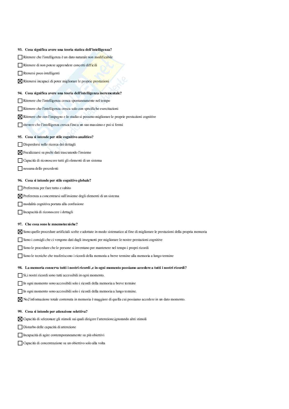 Paniere di Pedagogia sperimentale - Risposte multiple - aggiornato (2026) Pag. 16