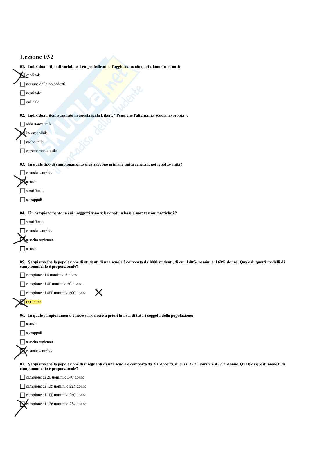 Paniere di Pedagogia sperimentale - Risposte multiple - aggiornato (2026) Pag. 31