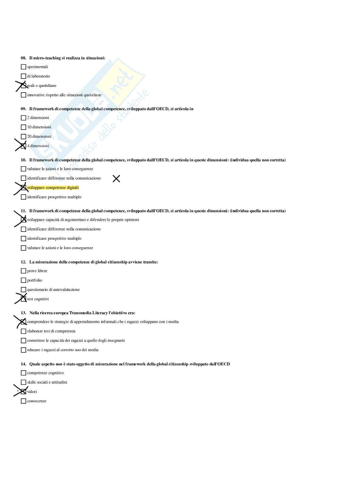 Paniere di Pedagogia sperimentale - Risposte multiple - aggiornato (2026) Pag. 61