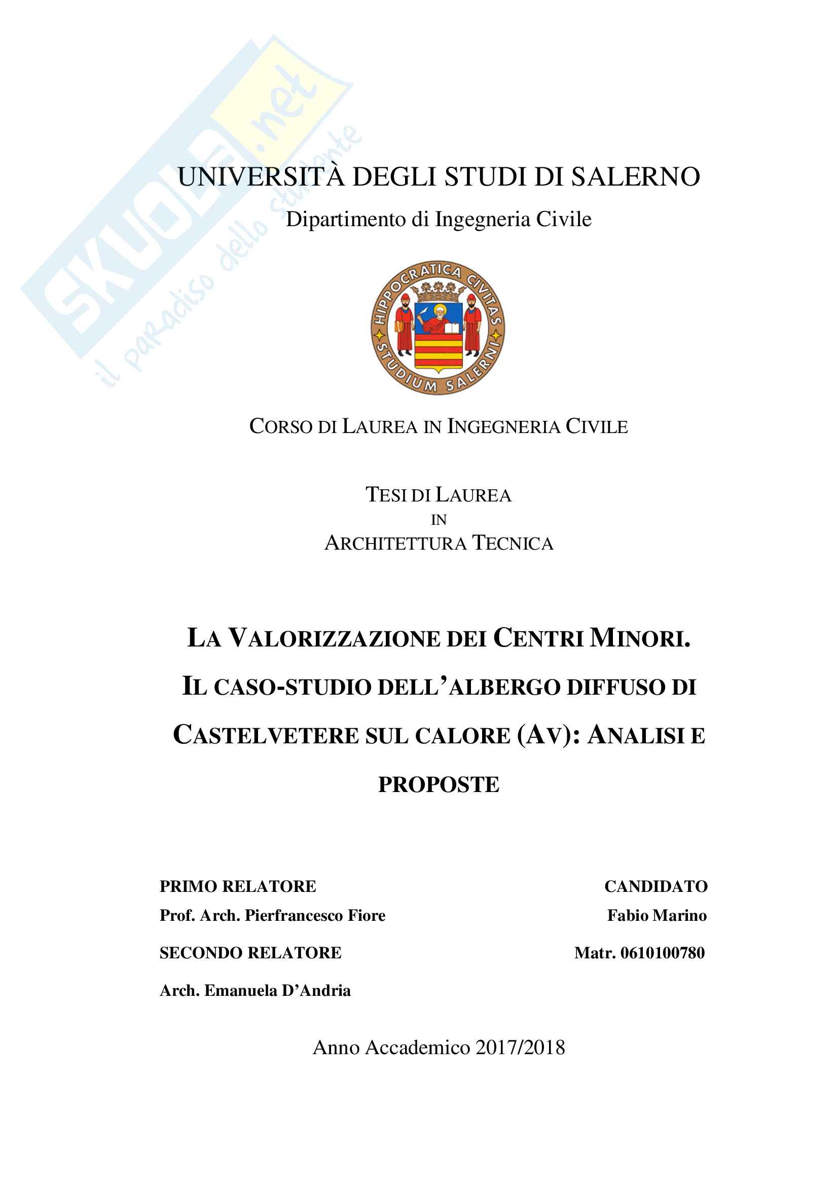 Tesi - La valorizzazione dei centri minori Pag. 1