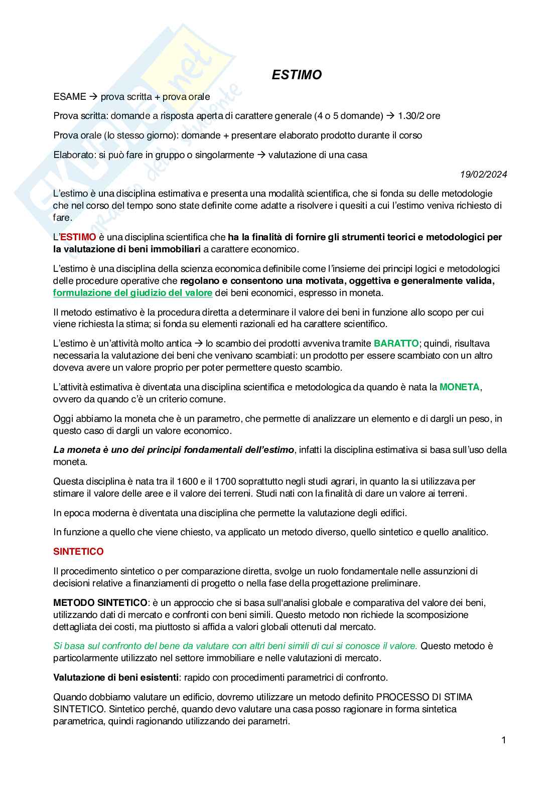 Appunti estimo  Pag. 1