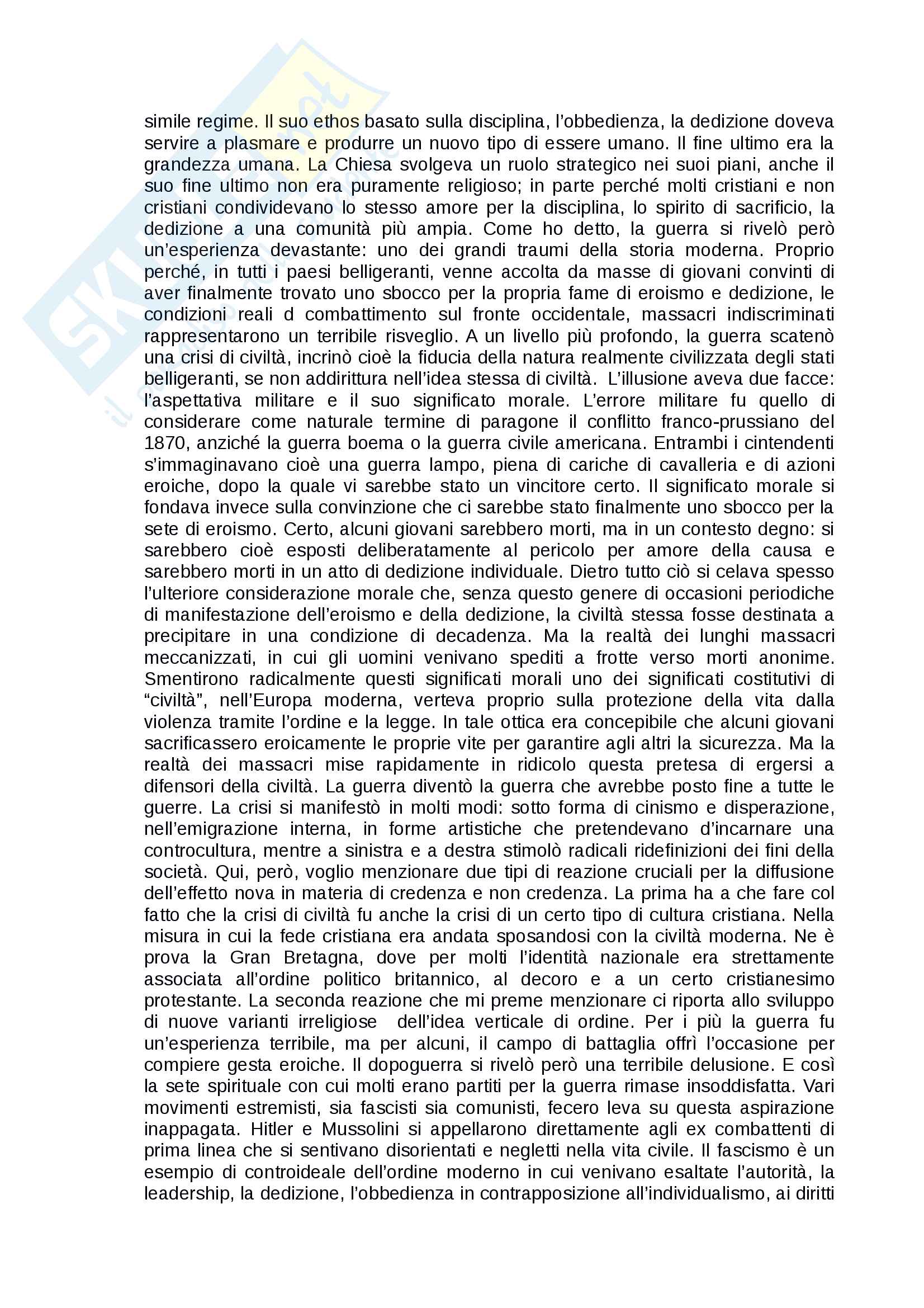 Riassunto esame Ermeneutica della modernità letterearia, docente Sichera, testo consigliato di C. Taylor, L’età secolare Pag. 21