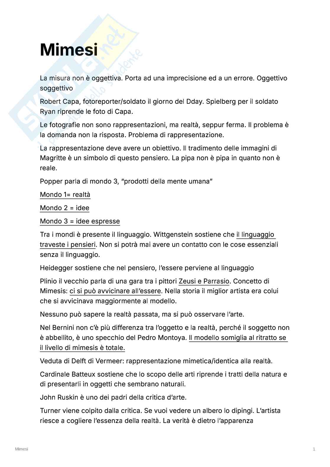 Riassunto esame Fondamenti della rappresentazione, Prof. Papi Daniele Giovanni, libro consigliato I luoghi di Dedalo, Ugo Pag. 1