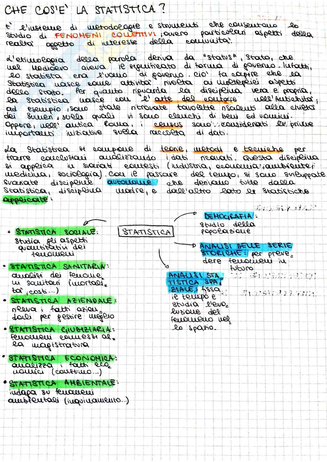 Appunti di Statistica Descrittiva (libro consigliato "Elementi di Statistica Descrittiva") Pag. 1