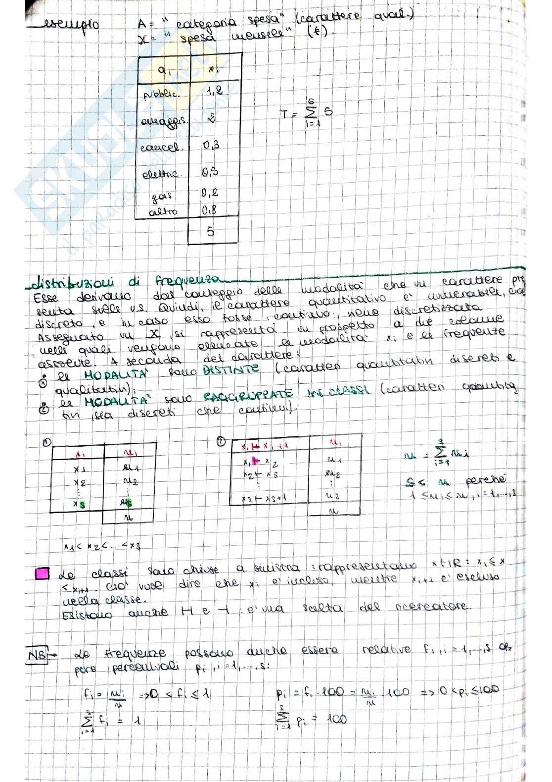 Appunti di Statistica Descrittiva (libro consigliato "Elementi di Statistica Descrittiva") Pag. 6
