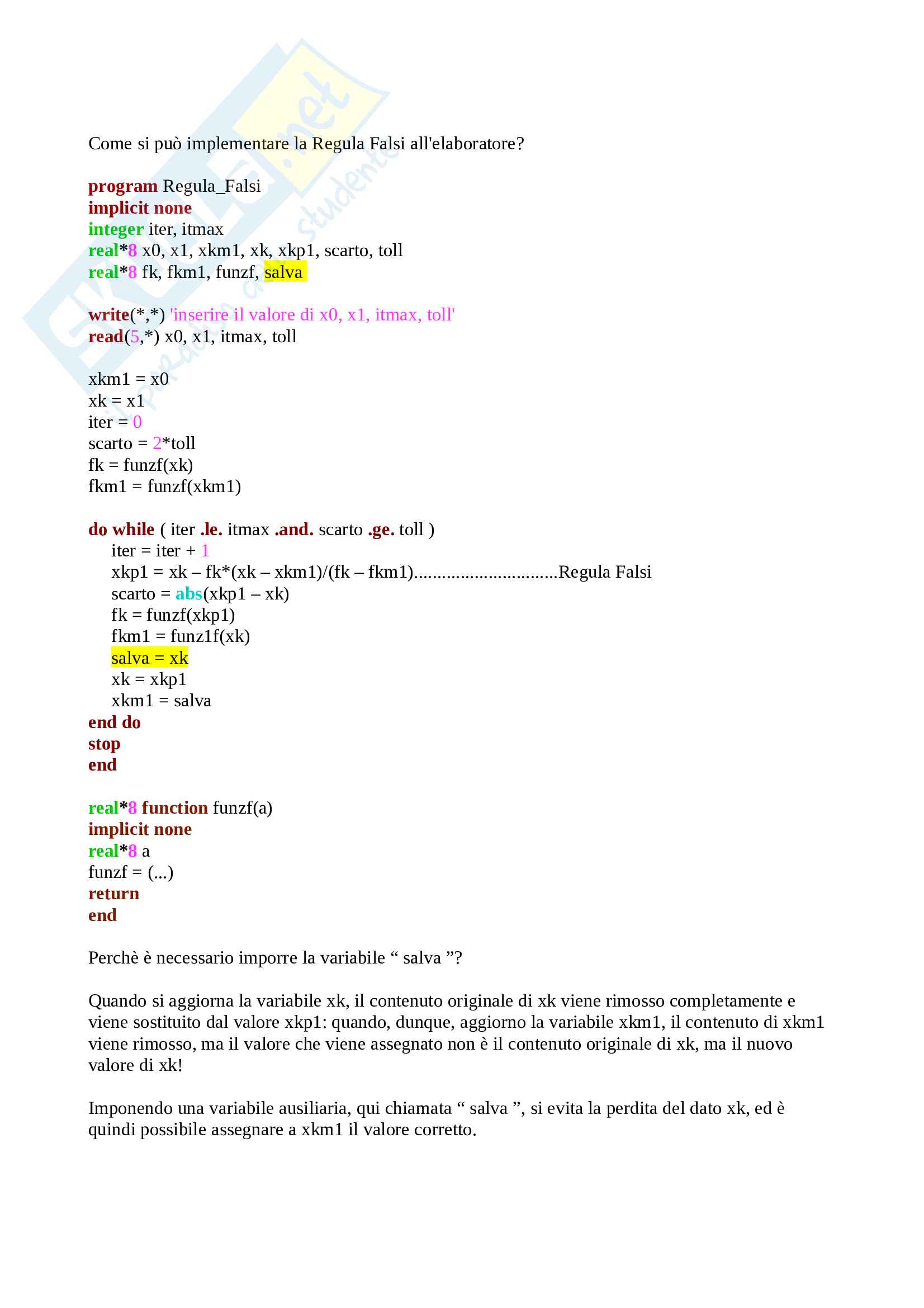 Riassunto esame Calcolo Numerico e programmazione, prof. Putti Pag. 26