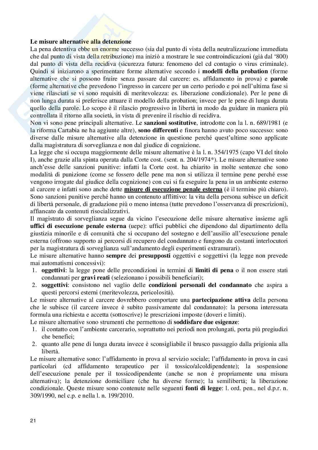Riassunto esame Diritto dell'esecuzione penale, Prof. Carnevale Stefania, libro consigliato Manuale di diritto penitenziario, Della Casa, Giostra Pag. 21