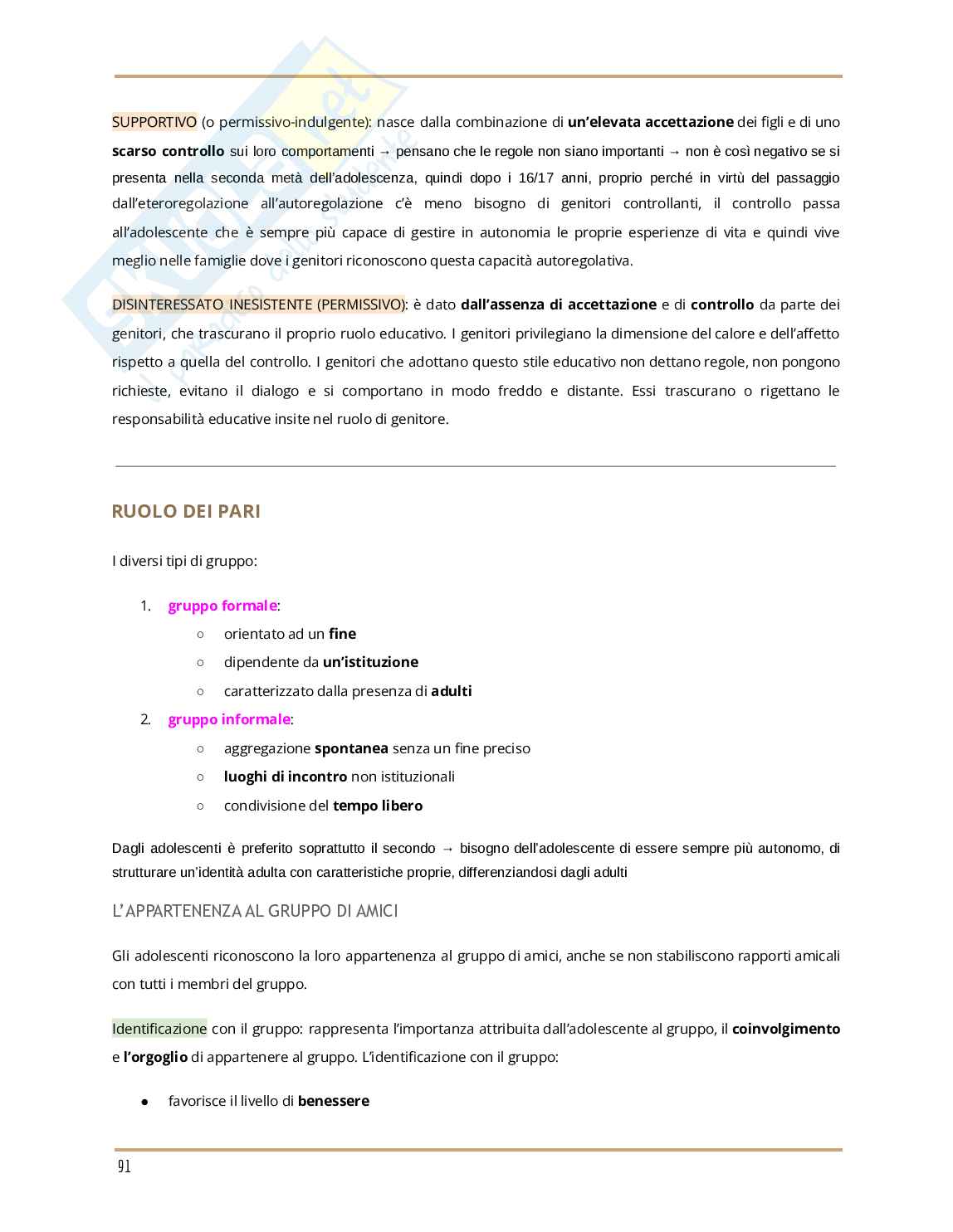 Psicologia dello sviluppo Pag. 91