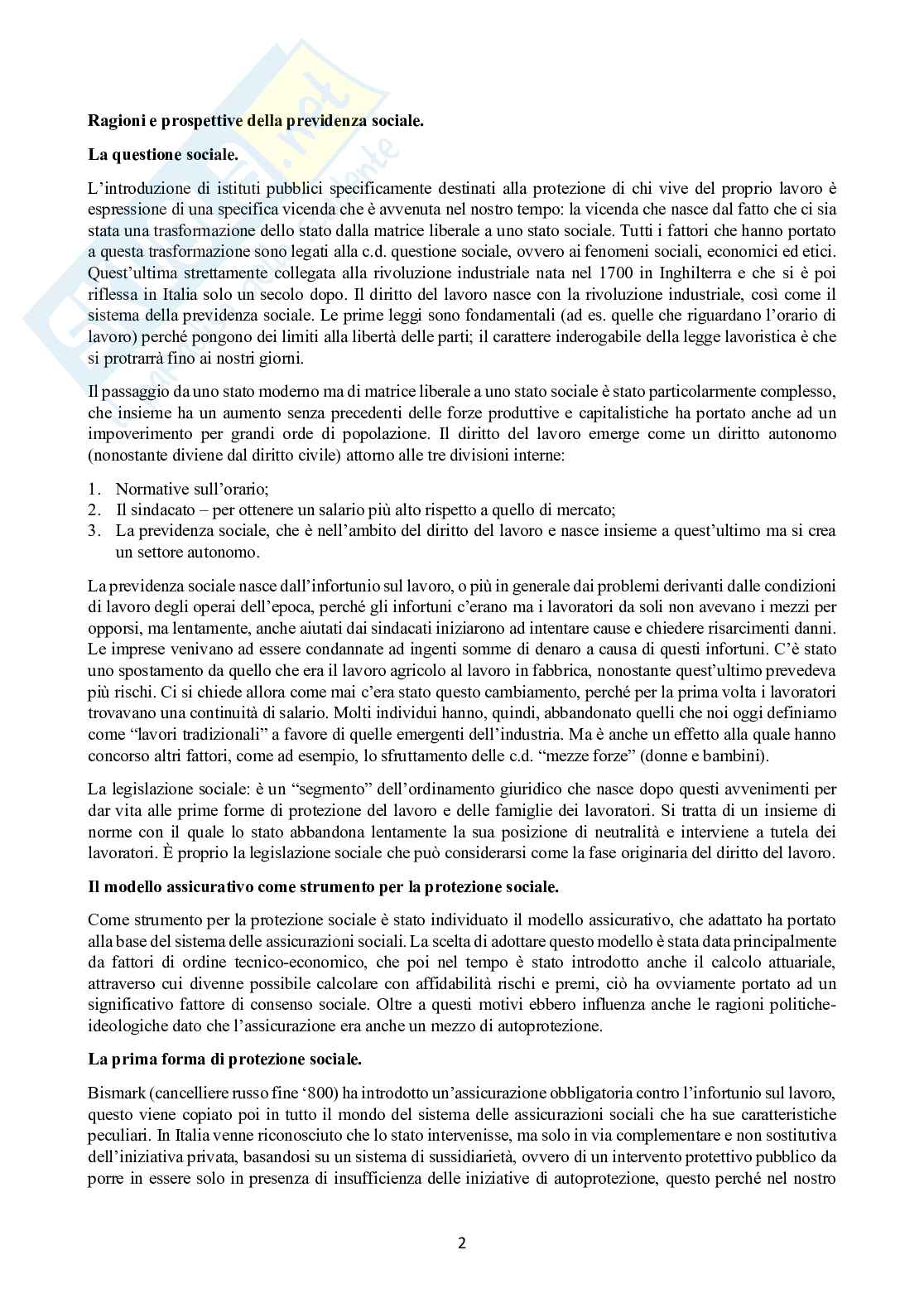 Riassunto esame Diritto della previdenza sociale, Prof. Passalacqua Pasquale, libro consigliato Lineamenti di diritto della previdenza sociale, Cinelli, Giubboni Pag. 2