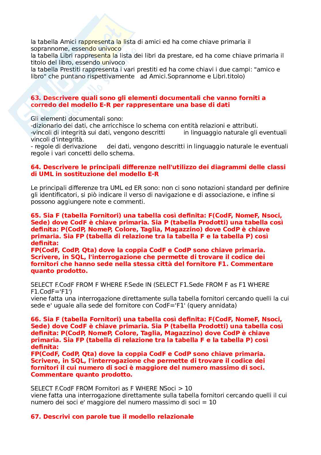 Paniere con risposte aperte - Sistemi per la gestione dei dati (2021/2022) Pag. 16