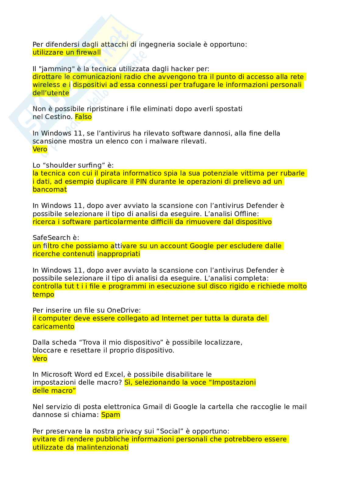 Domande Eipass 7 moduli (versione 6.0) Modulo 4. Ultima versione. Super aggiornato e completo  Pag. 2