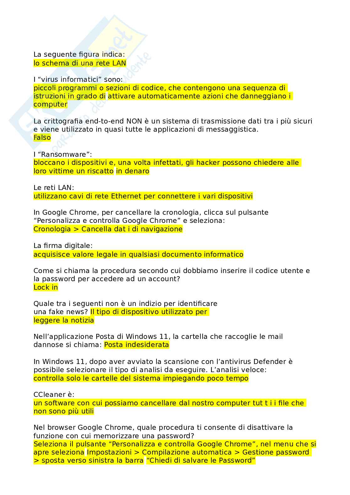 Domande Eipass 7 moduli (versione 6.0) Modulo 4. Ultima versione. Super aggiornato e completo  Pag. 6