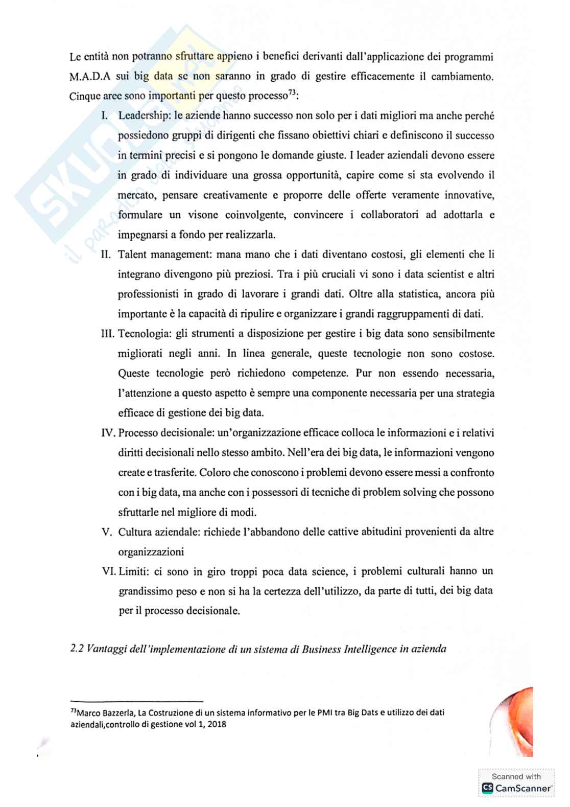 Riassunto esame Economia aziendale, Prof. Mancini Daniela, libro consigliato Big data analyst: il manuale del data scientist, Mezzani Pag. 11
