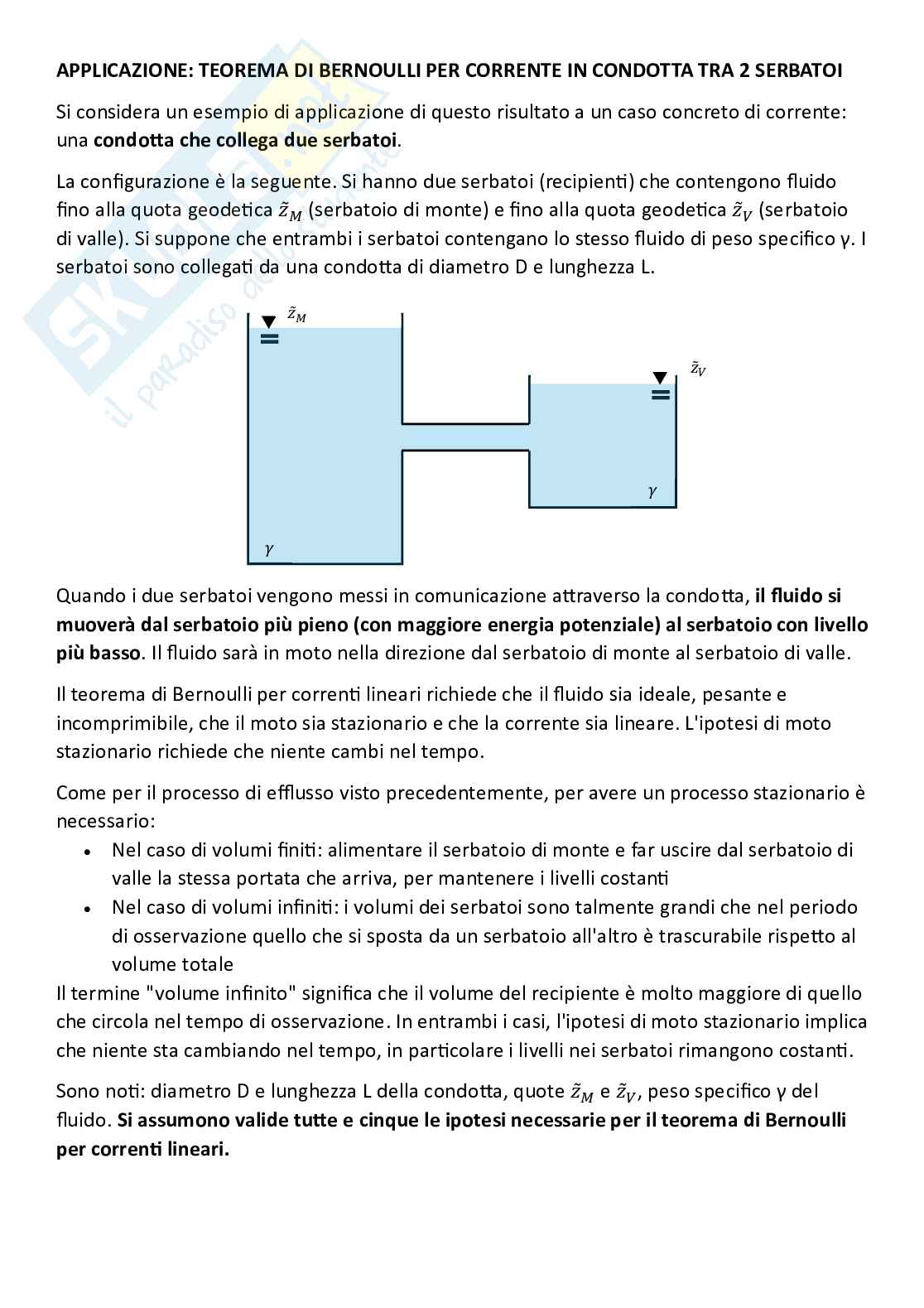 Meccanica dei fluidi, parte 7 - Moto in condotta tra due serbatoi, fluidi reali, perdite e determinazione cadente J Pag. 1