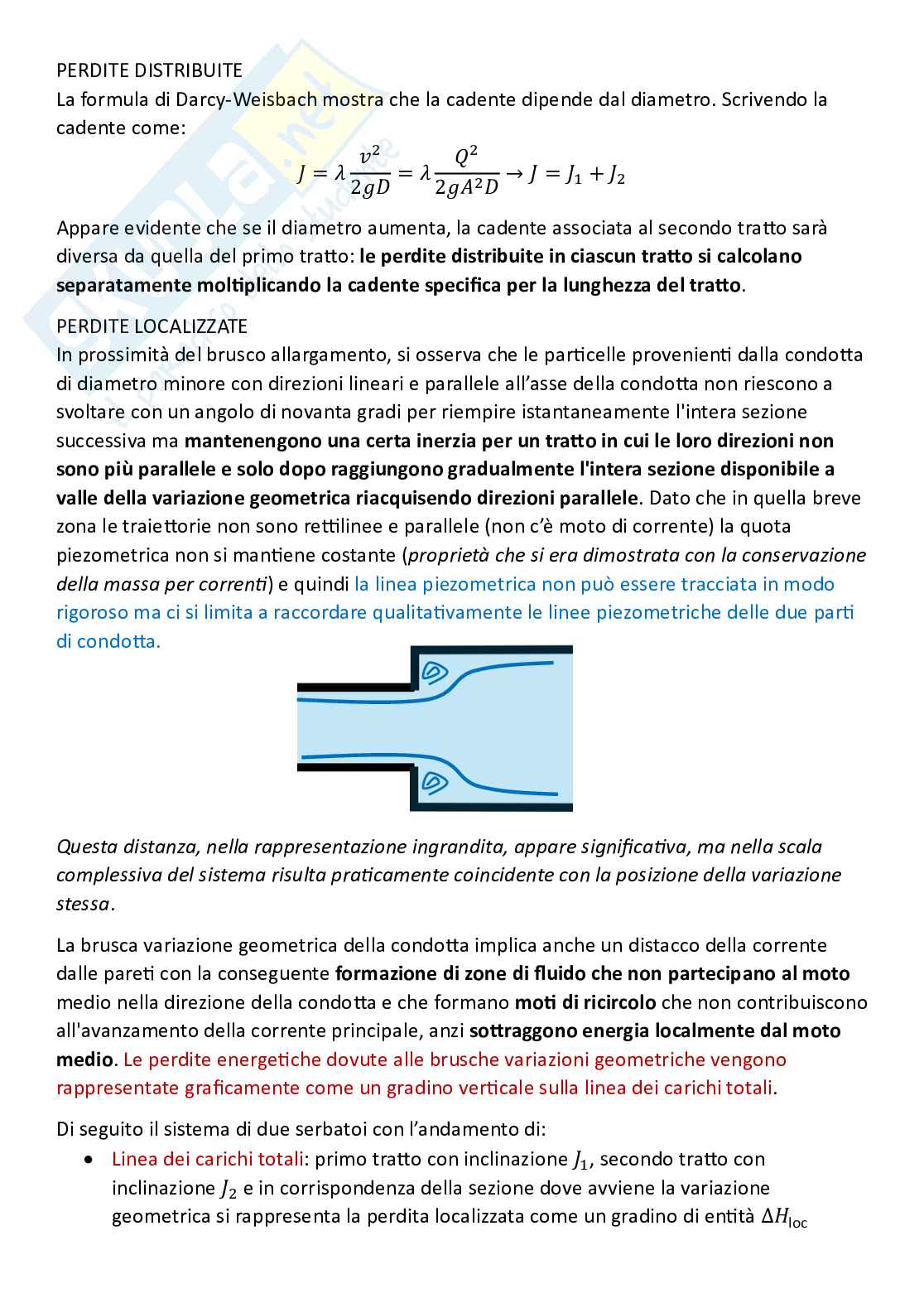 Meccanica dei fluidi, parte 7 - Moto in condotta tra due serbatoi, fluidi reali, perdite e determinazione cadente J Pag. 36