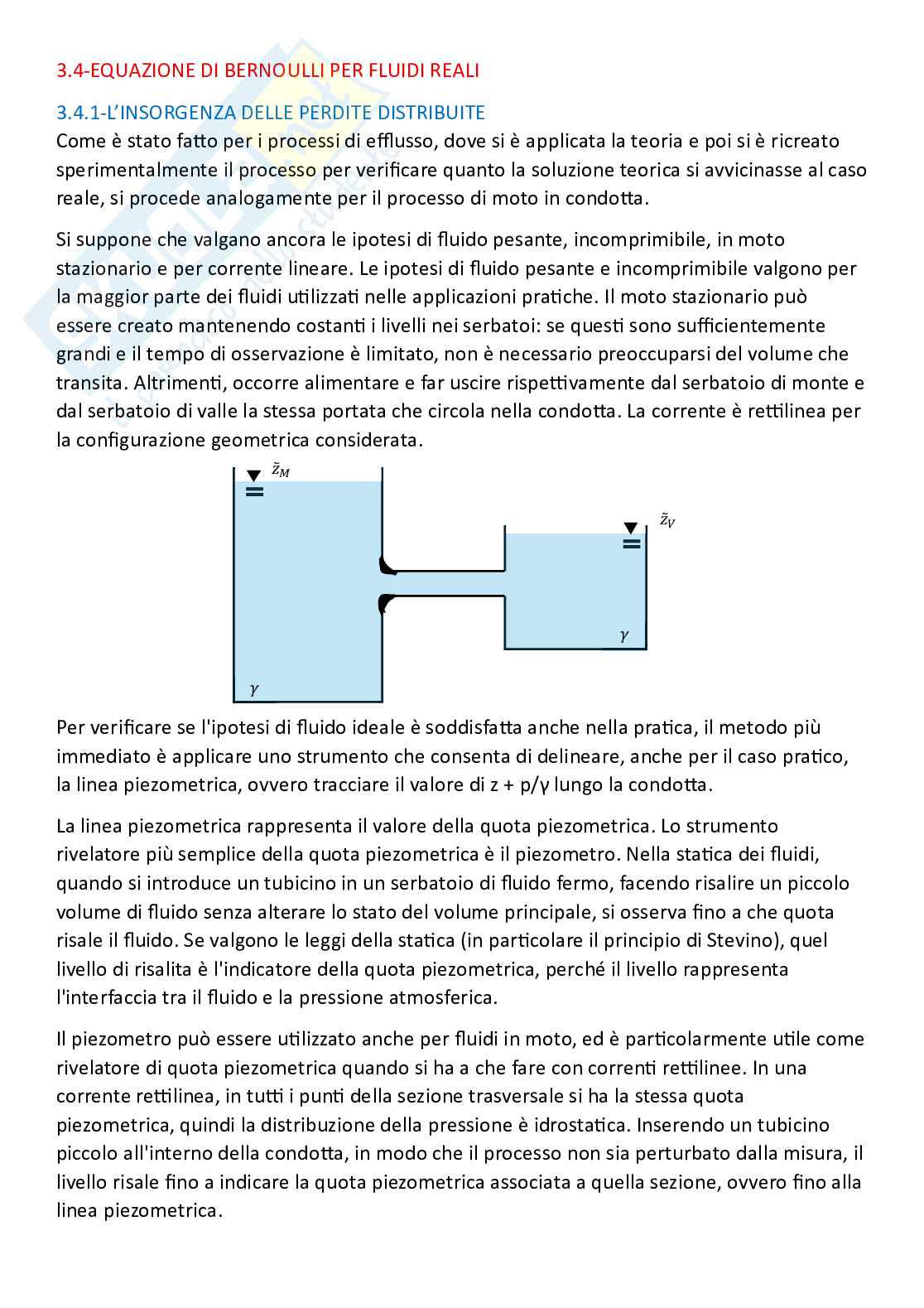 Meccanica dei fluidi, parte 7 - Moto in condotta tra due serbatoi, fluidi reali, perdite e determinazione cadente J Pag. 6